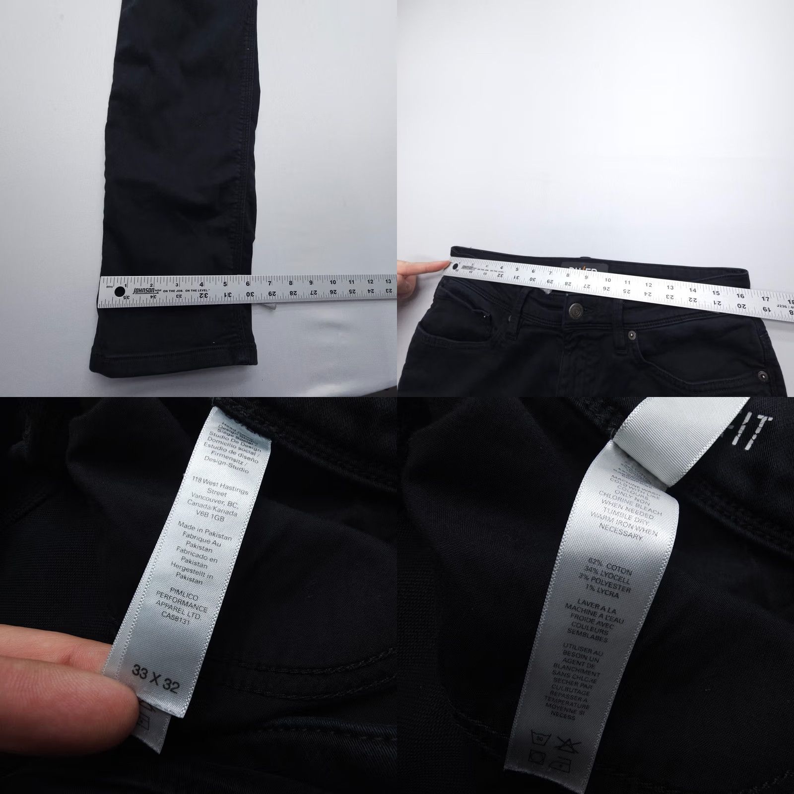 Denime DU/ER N2X Slim Fit Jeans Mens Black Stretch Performance Denim Comfort 33 x 32 Size US 33 - 8 Thumbnail