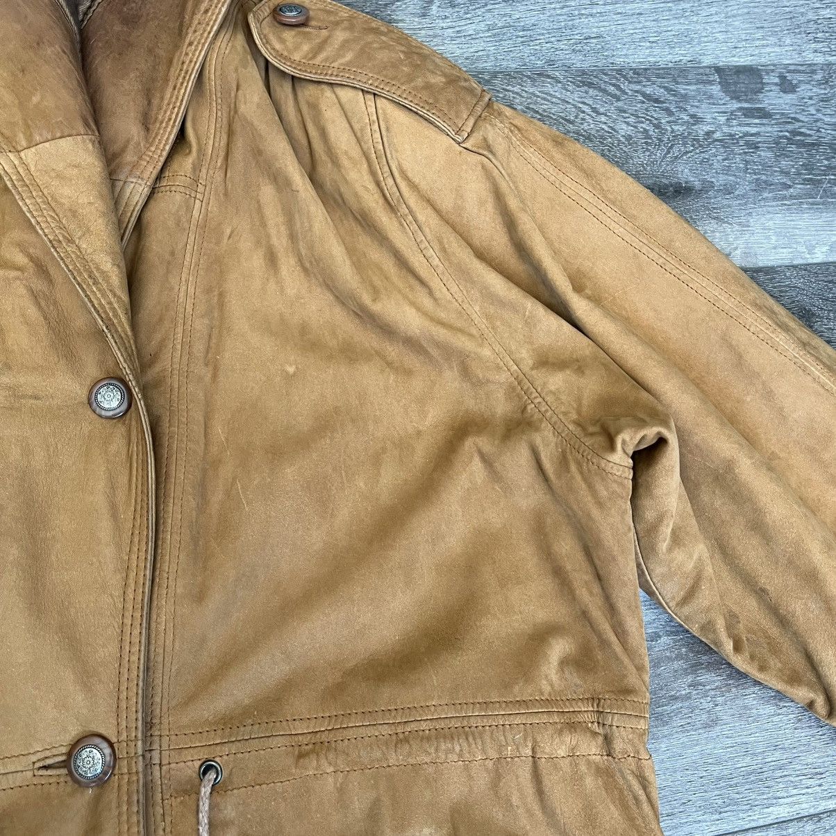 Vintage Sea Dream Hooded Leather Buttoned Barn Chore Jacket