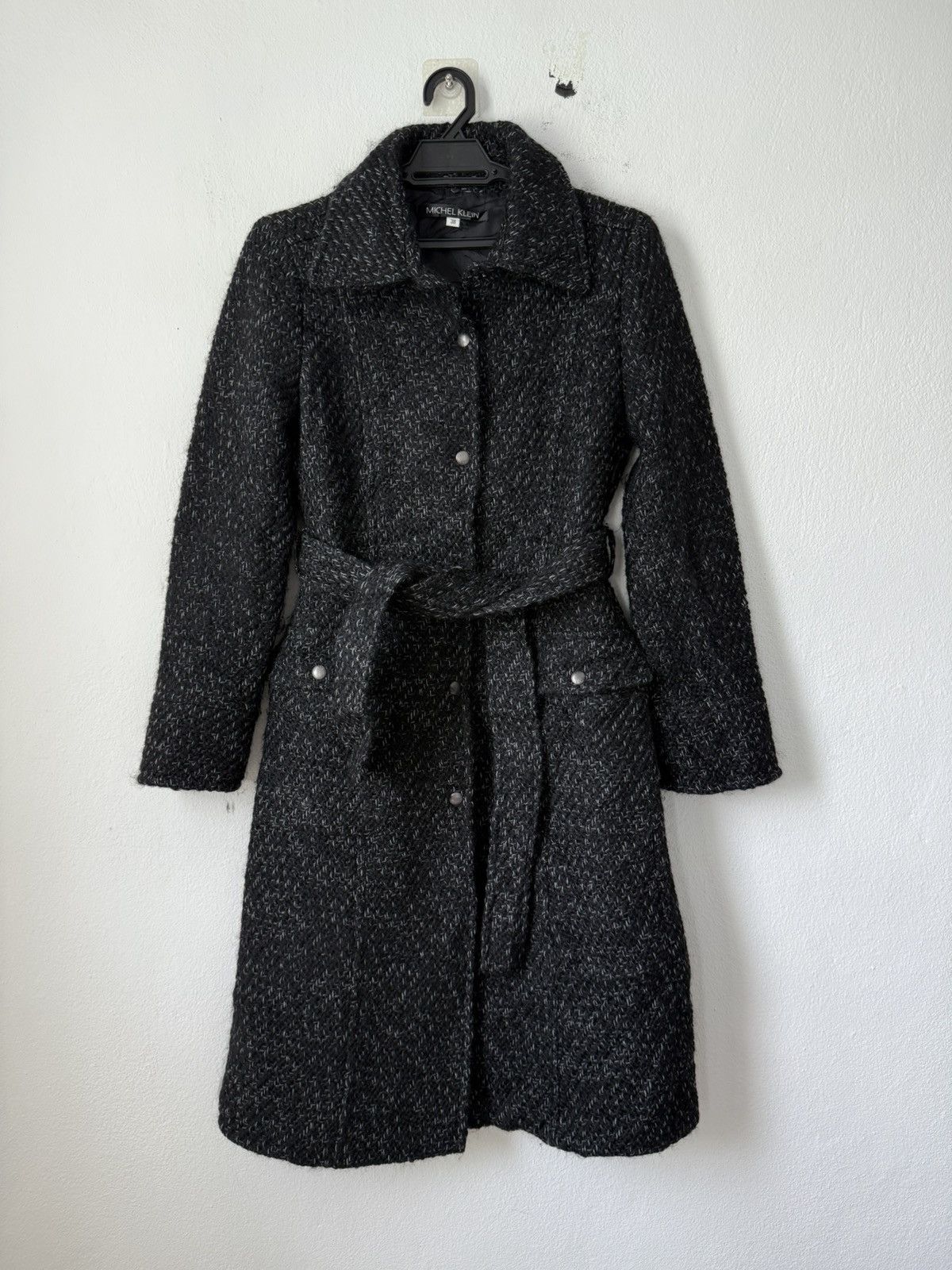 Michel Klein Michel Klein Knit Style Long Coat Black Double Pocket Size XS / US 0-2 / IT 36-38 - 1 Thumbnail