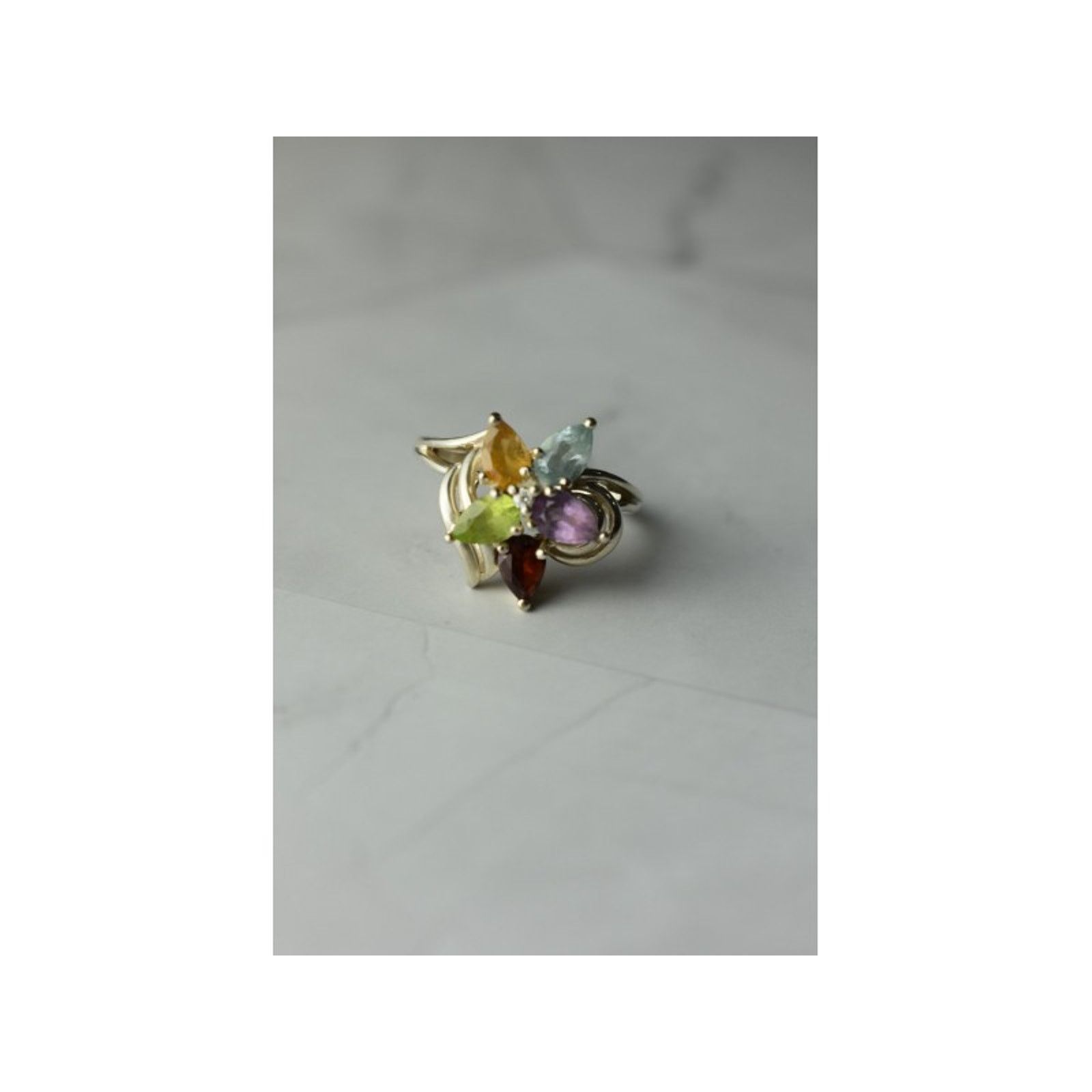 Jewelry 925 STERLING SILVER MULTI GEMSTONES "FLOWER" RING SIZE 8 Size ONE SIZE - 1 Thumbnail