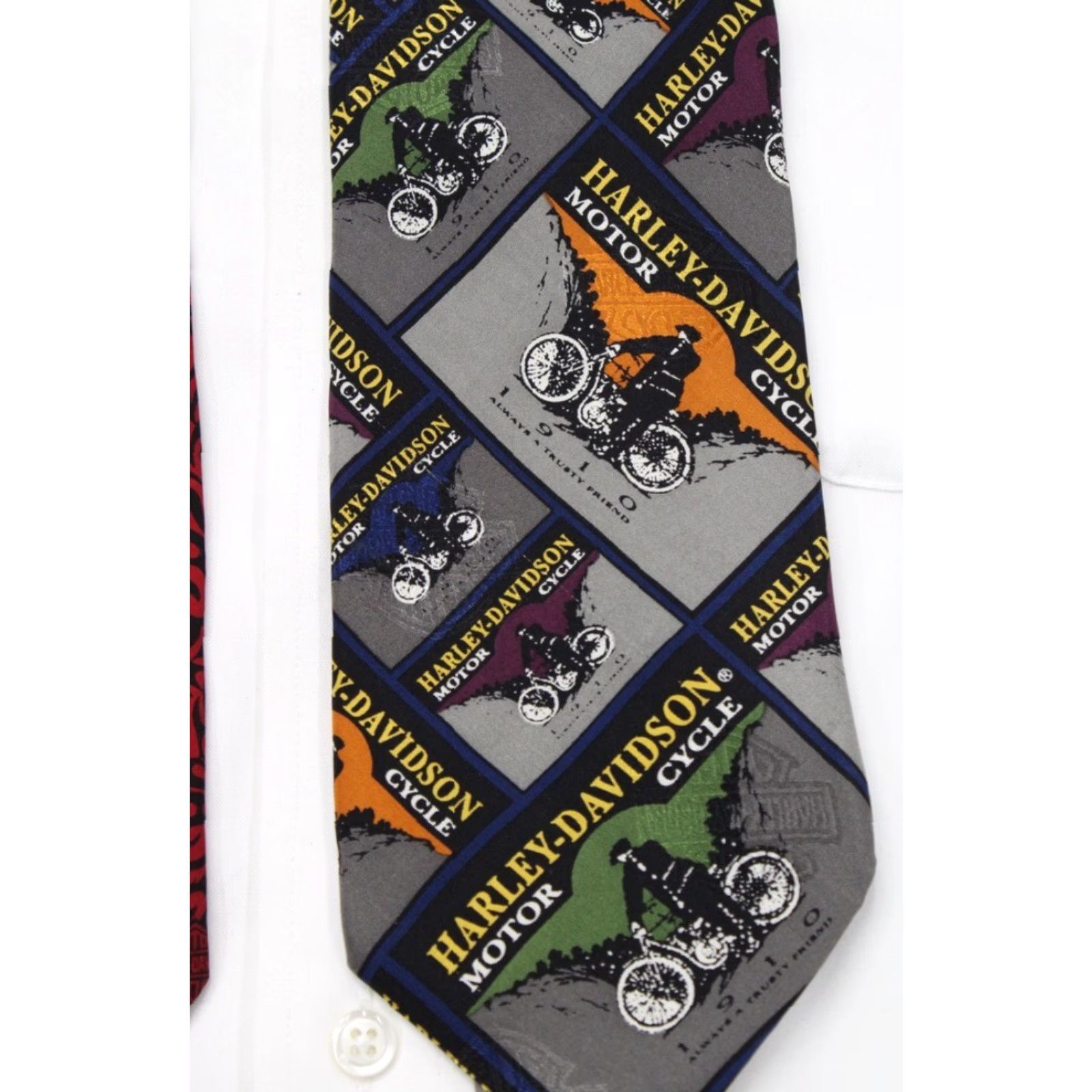 Harley Davidson Harley Davidson Silk Neckties Red Black Motorcycles Lot of 2 Size ONE SIZE - 4 Thumbnail