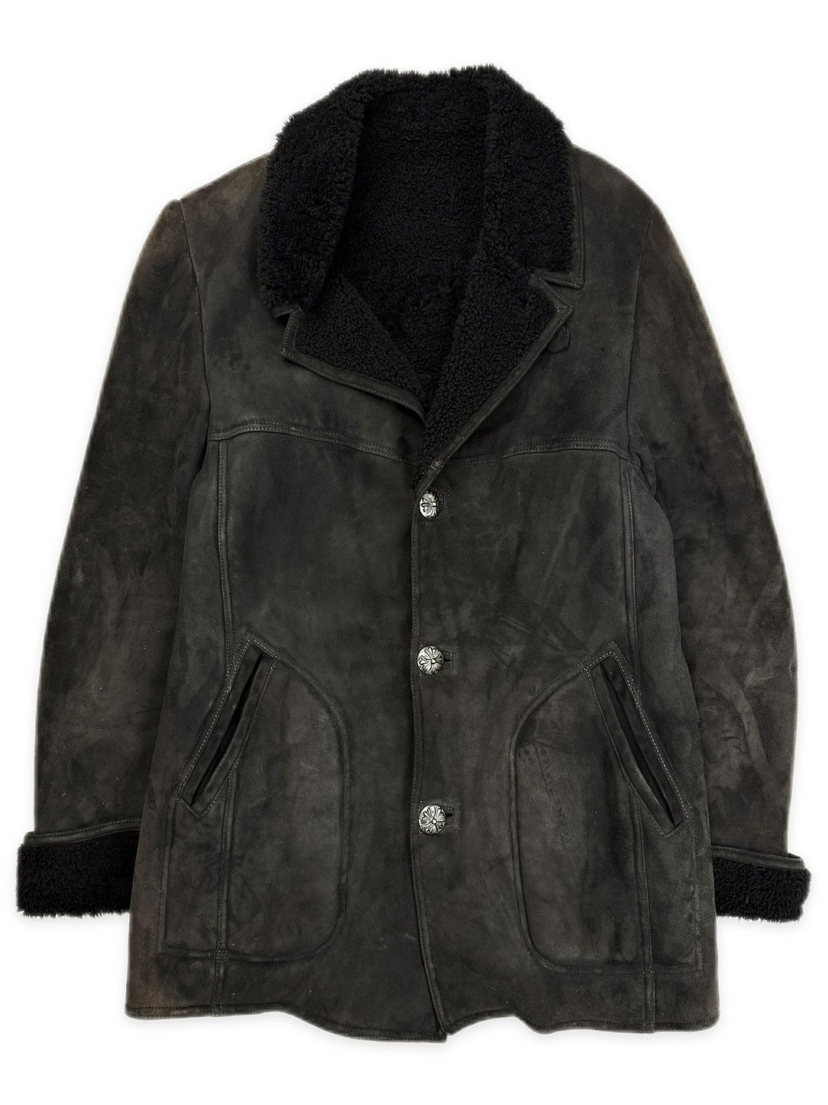 Chrome Hearts Chrome Hearts Mouton Fur Suede Shearling Lined .925 Silver Sun Faded Jacket Size US L / EU 52-54 / 3 - 1 Thumbnail