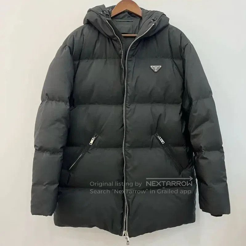 Prada Men's Black Mid-Length Down Jacket.