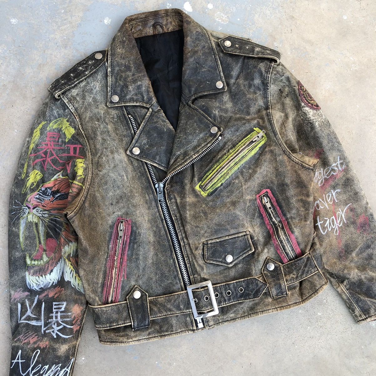 Vintage 🔥VTG Custom Saber Tiger Double Collar Inspired Lewis Leather Size US M / EU 48-50 / 2 - 2 Thumbnail