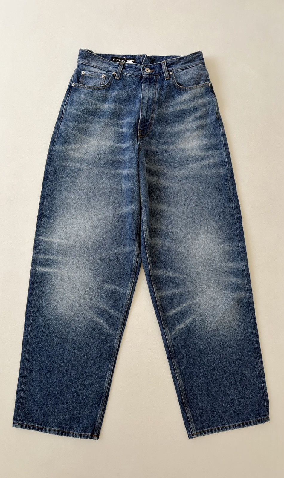 Y/Project A/W 23 ‘’Whiskers Mid Blue’ Washed Jeans Size US 32 / EU 48 - 2 Thumbnail