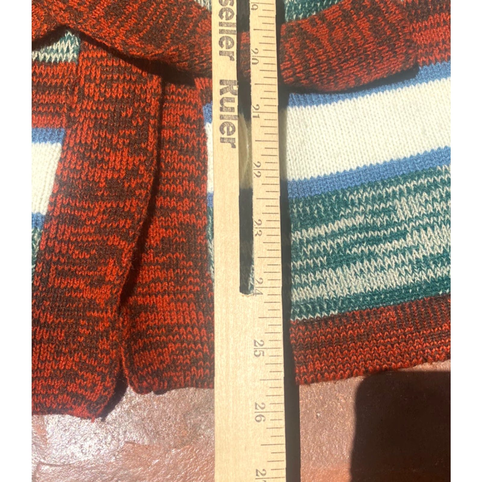 Vintage VINTAGE 70s Southwestern Aztec Cardigan Sweater Robe Belted Large Rusty Red Look Rockabilly Hard 70s Size L / US 10 / IT 46 - 8 Thumbnail