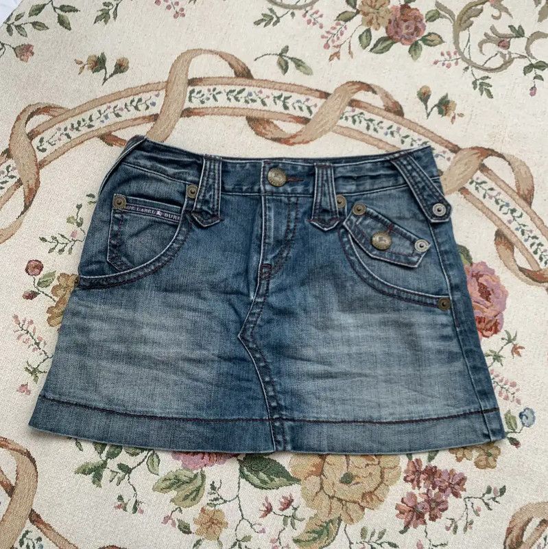 Burberry Blue Cotton Mini Skirt for Women