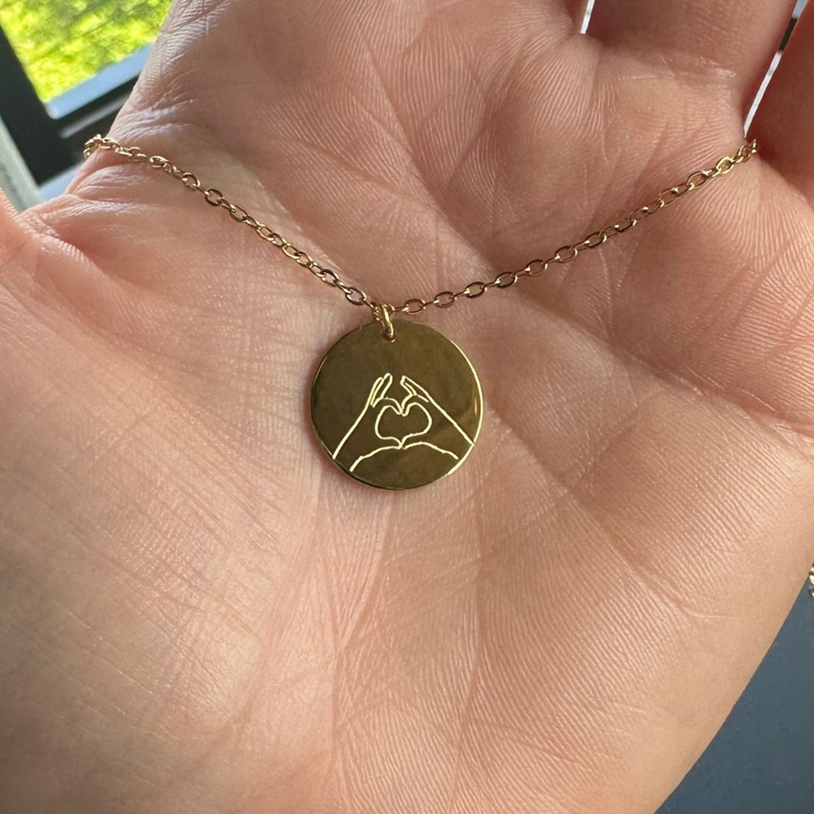 Other Hand heart emoji Engraved necklace! Taylor swift vibes! Size ONE SIZE - 2 Thumbnail
