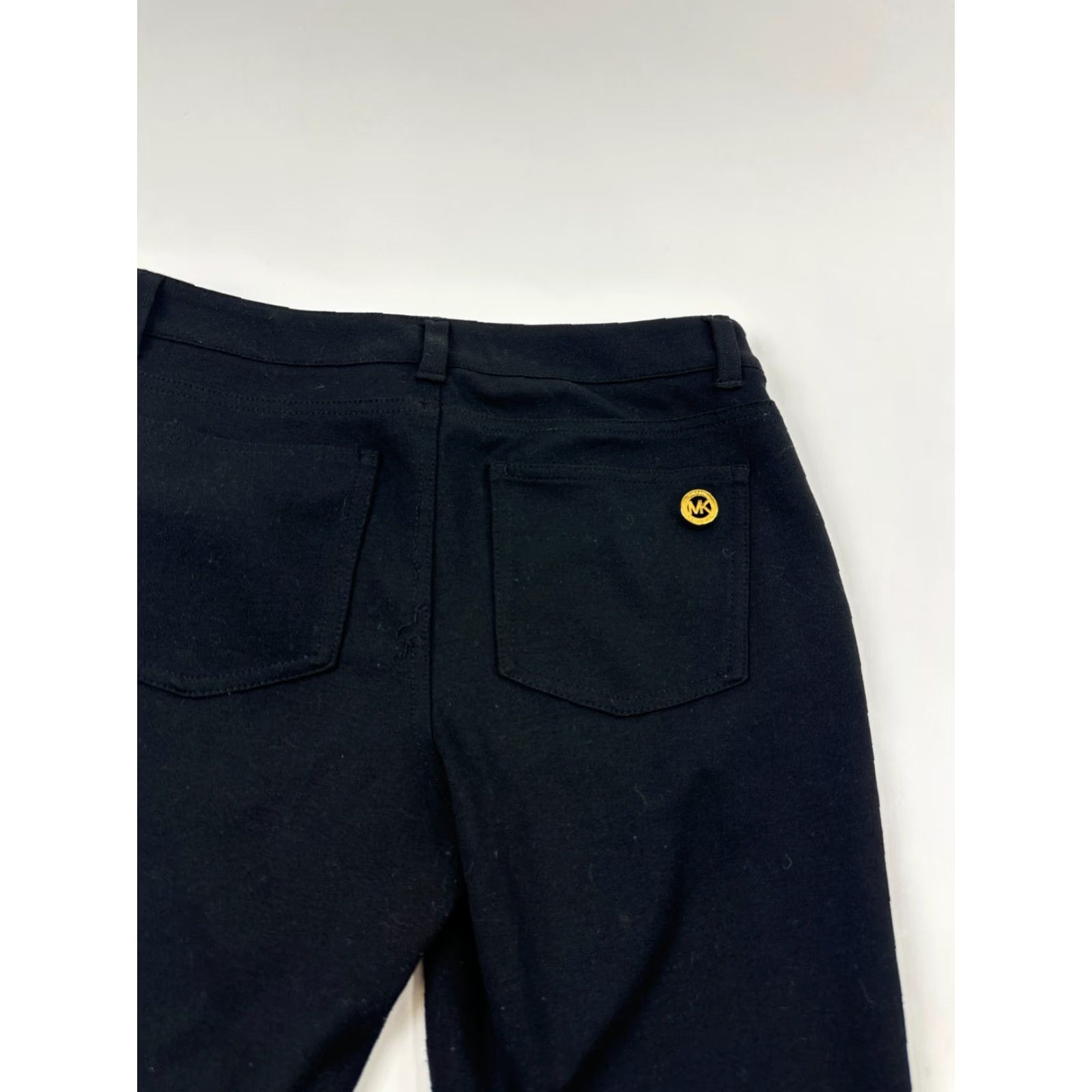 Michael Kors Michael Kors Pants Womens 6 Black Stretch Formal Ankle Skinny Mid Rise Button Pockets Solid Polyester Casual Office Womens Size 28" / US 6 / IT 42 - 6 Thumbnail