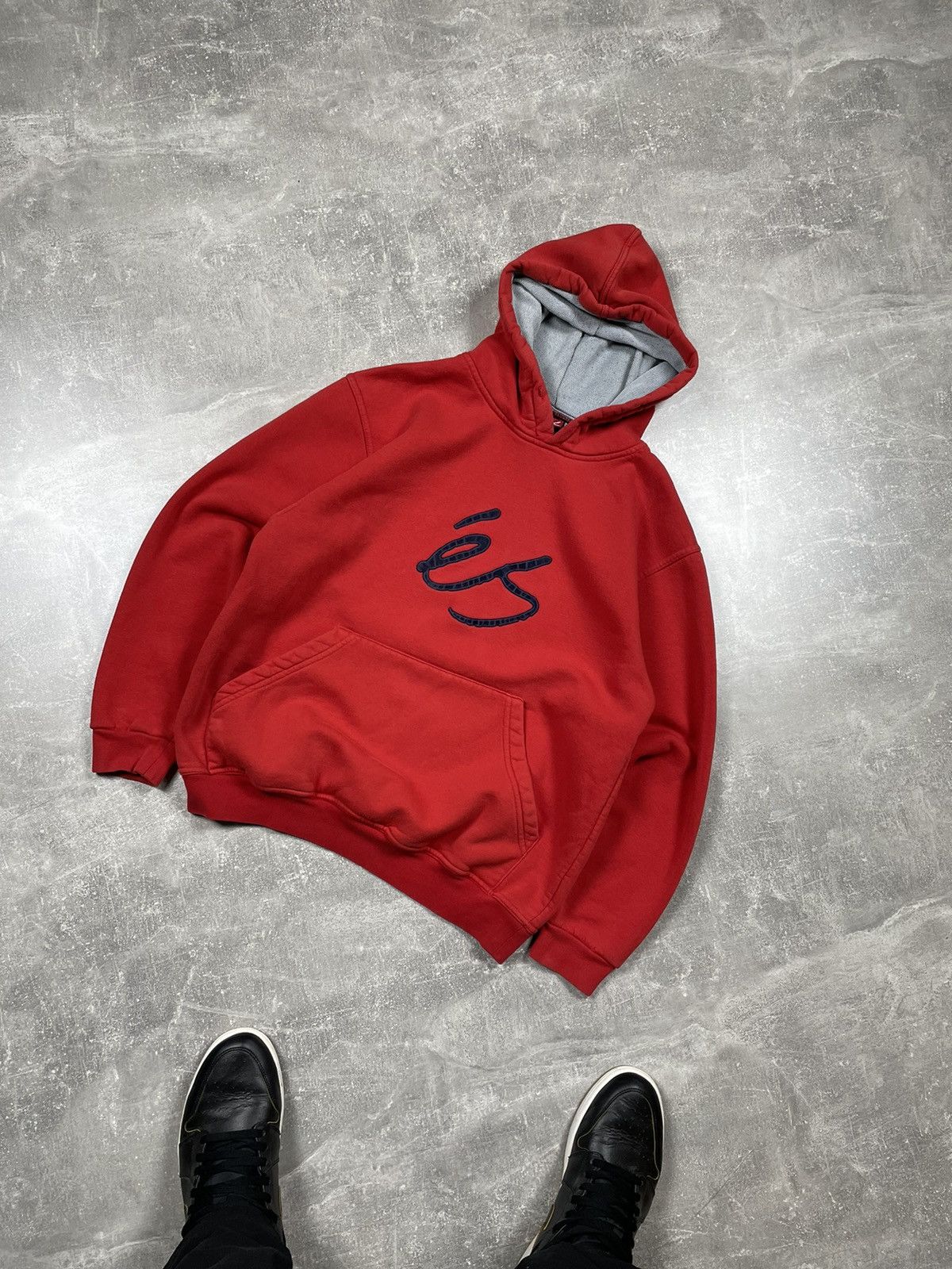 Vintage × eS Rare ES Skateboarding Footwear Red Hoodie Made in USA Size US M / EU 48-50 / 2 - 1 Thumbnail
