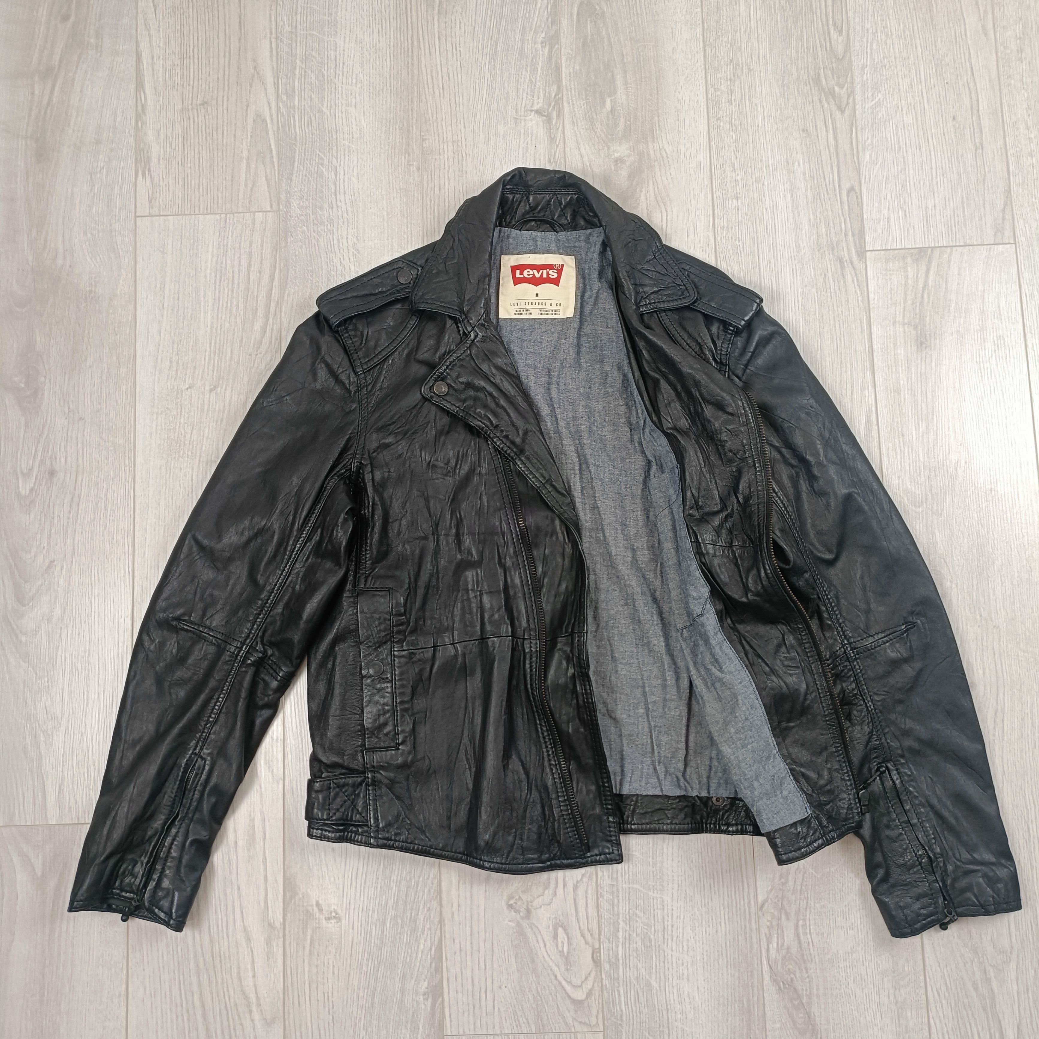 Levi's Men's Black Leather Jacket ! Size US M / EU 48-50 / 2 - 2 Thumbnail