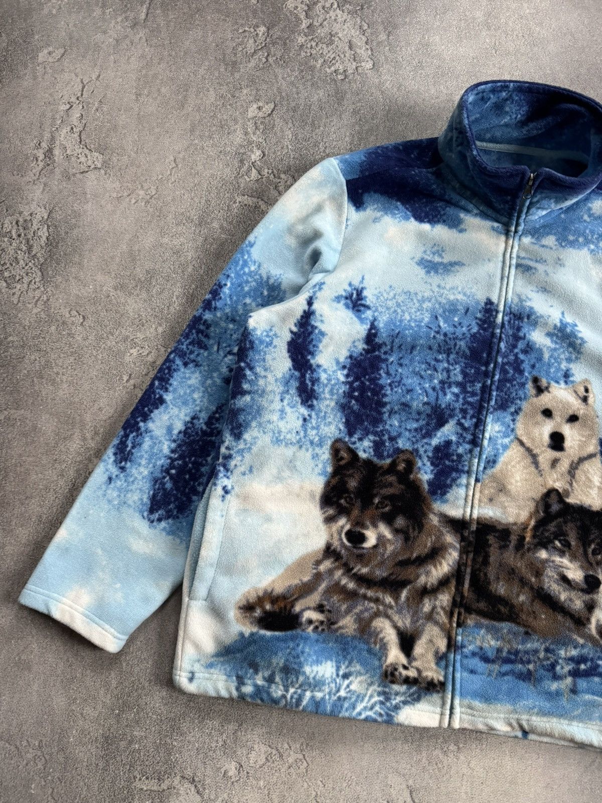 Vintage 90s Retro Animal print wolf atlas all printed fleece jacket Size US L / EU 52-54 / 3 - 9 Thumbnail