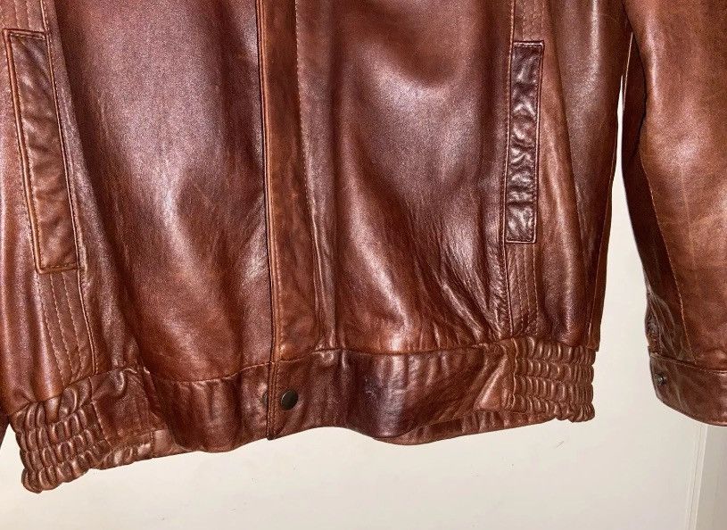 The Unbranded Brand 80s Brown leather bomber jacket L Made In England RARE Size US L / EU 52-54 / 3 - 3 Thumbnail