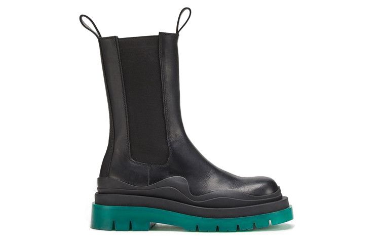 Bottega Veneta o1n1vont1224 Tire Chelsea Boots in Black/Green Size US 10.5 / IT 40.5 - 1 Thumbnail