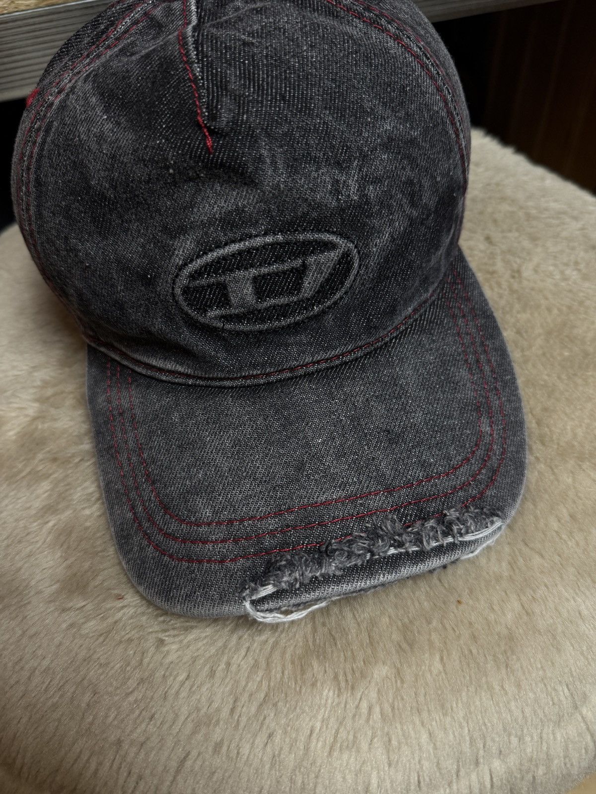 Diesel Crazy Diesel D Logo Distressed Washed Denim Cap Y2K Size ONE SIZE - 4 Thumbnail