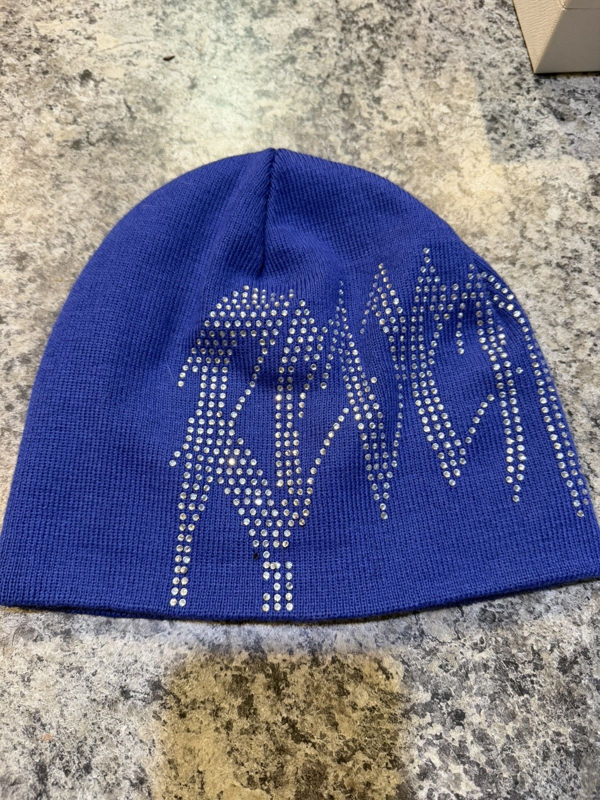 Revenge rhinestone beanie blue