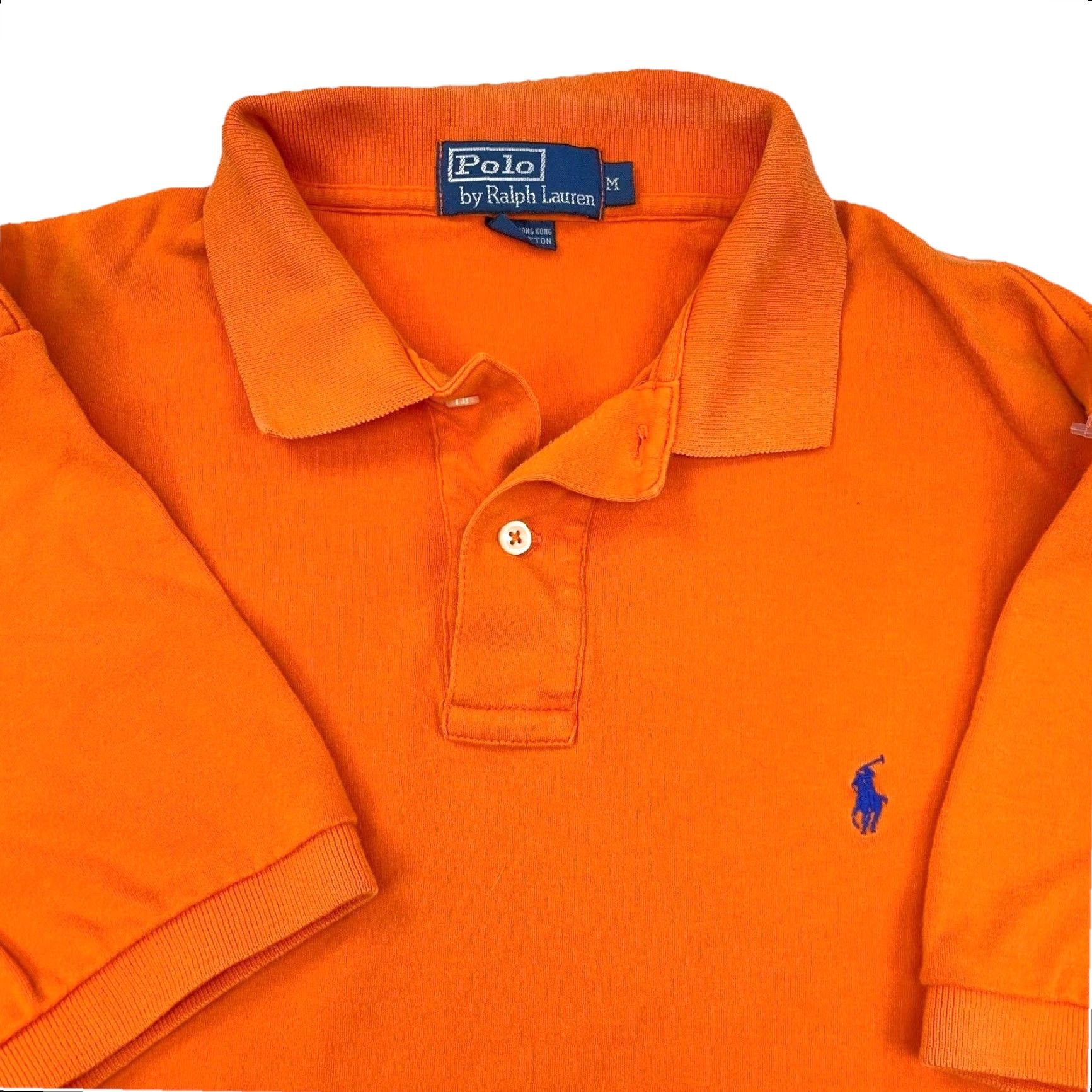 Polo Ralph Lauren VINTAGE Polo Ralph Lauren Polo Shirt Men Medium Orange Solid Logo 90s Classic Preppy Golf Pony Size US M / EU 48-50 / 2 - 2 Thumbnail