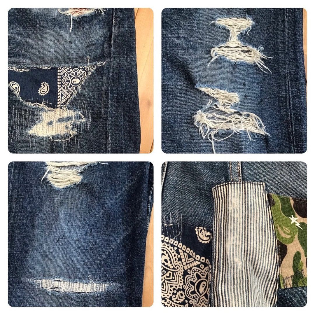 Bape × Nigo BAPE DAMAGE DENIM PANTS ABC camo a bathing ape ★size L Size US 34 / EU 50 - 7 Thumbnail