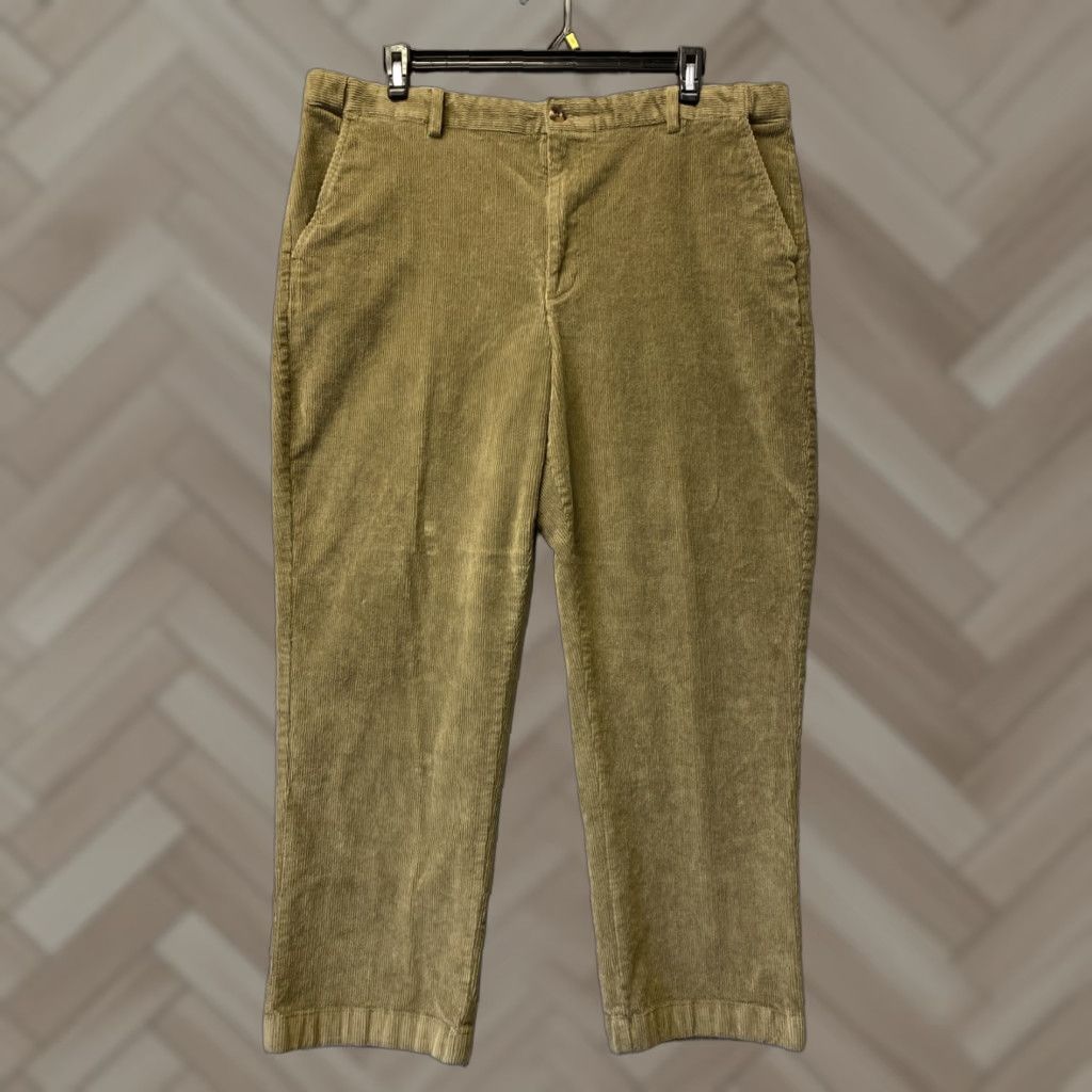 Vintage L.L. Bean Corduroy Pants Olive Green Men's 40X30 Flat Front Adjustable Waist Classic Style Size US 40 / EU 56 - 1 Thumbnail