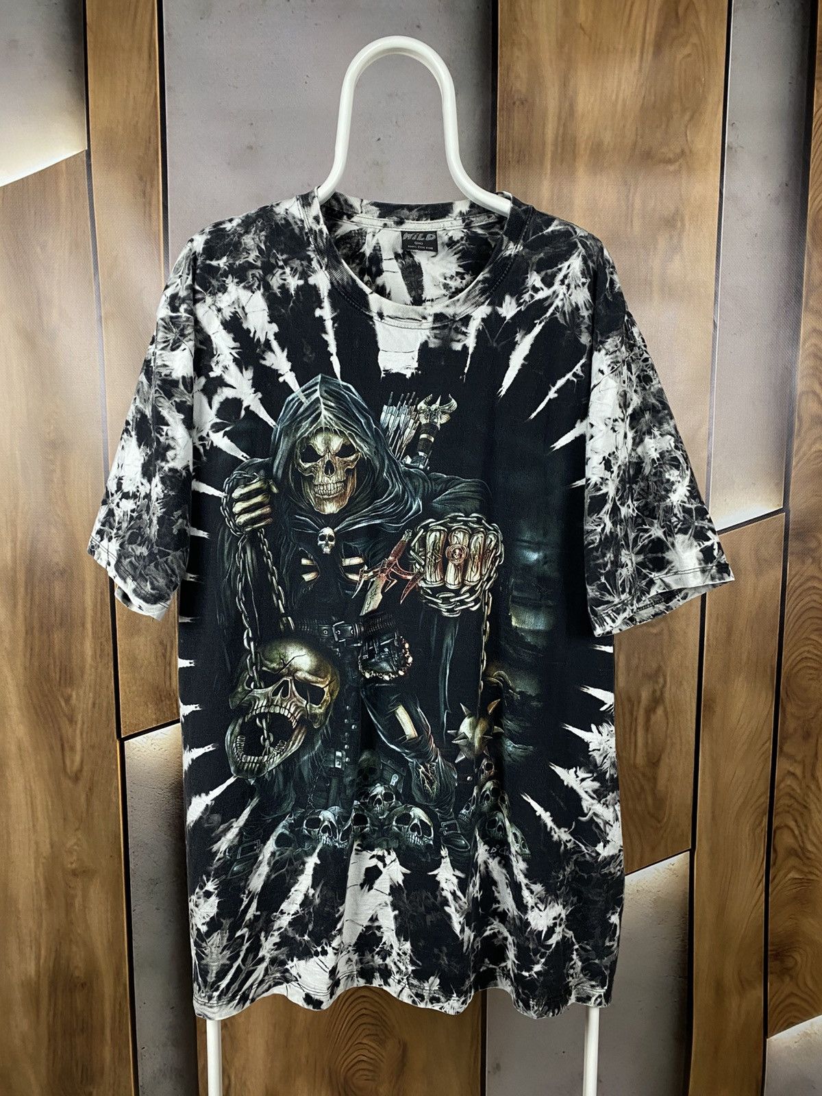 Vintage 💀Vintage 90s T-Shirt Wild Skeleton Death Tie Dye VTG Tee💀 Size US XXL / EU 58 / 5 - 1 Thumbnail