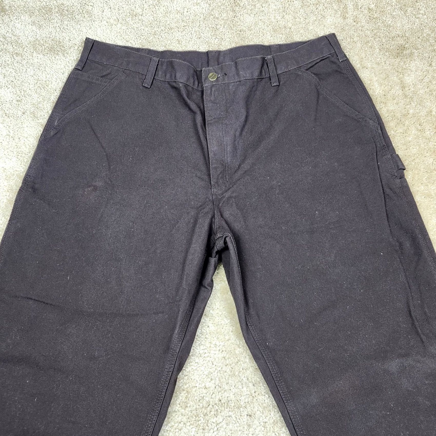 Carhartt VINTAGE Carhartt Pants Mens Carpenter Canvas Wide-Leg 30x40 Brown Duck Washed Utility Work B121 Size US 40 / EU 56 - 2 Thumbnail