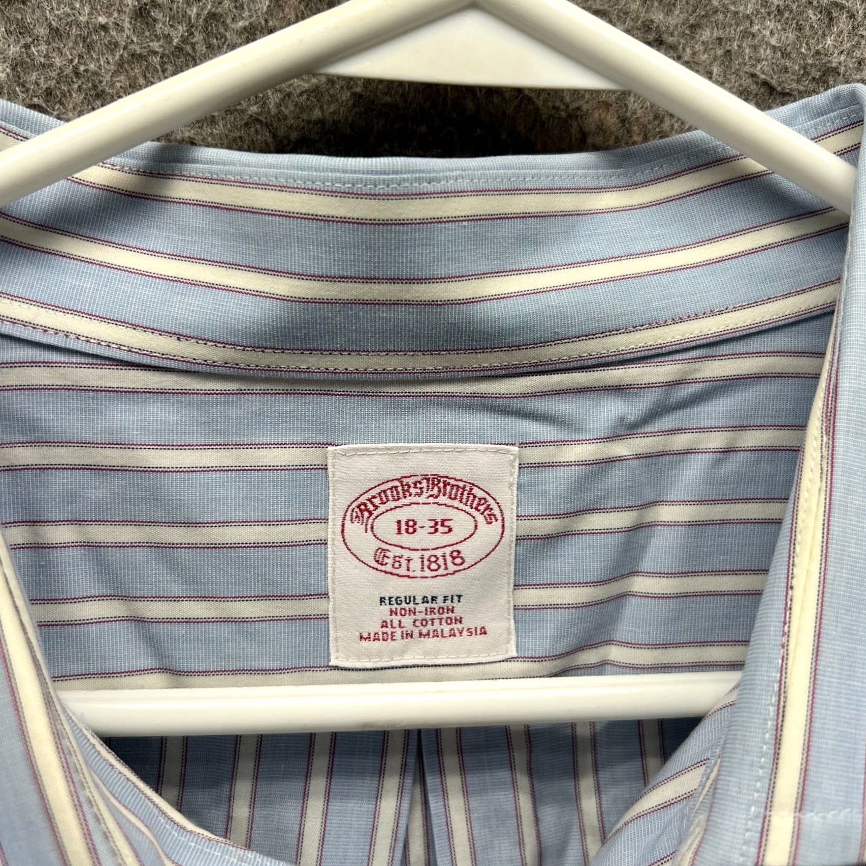 Brooks Brothers Brooks Brothers Shirt Mens 18 35 Blue Striped Oxford Button Down Preppy OCBD Shirt Size US XXL / EU 58 / 5 - 5 Thumbnail