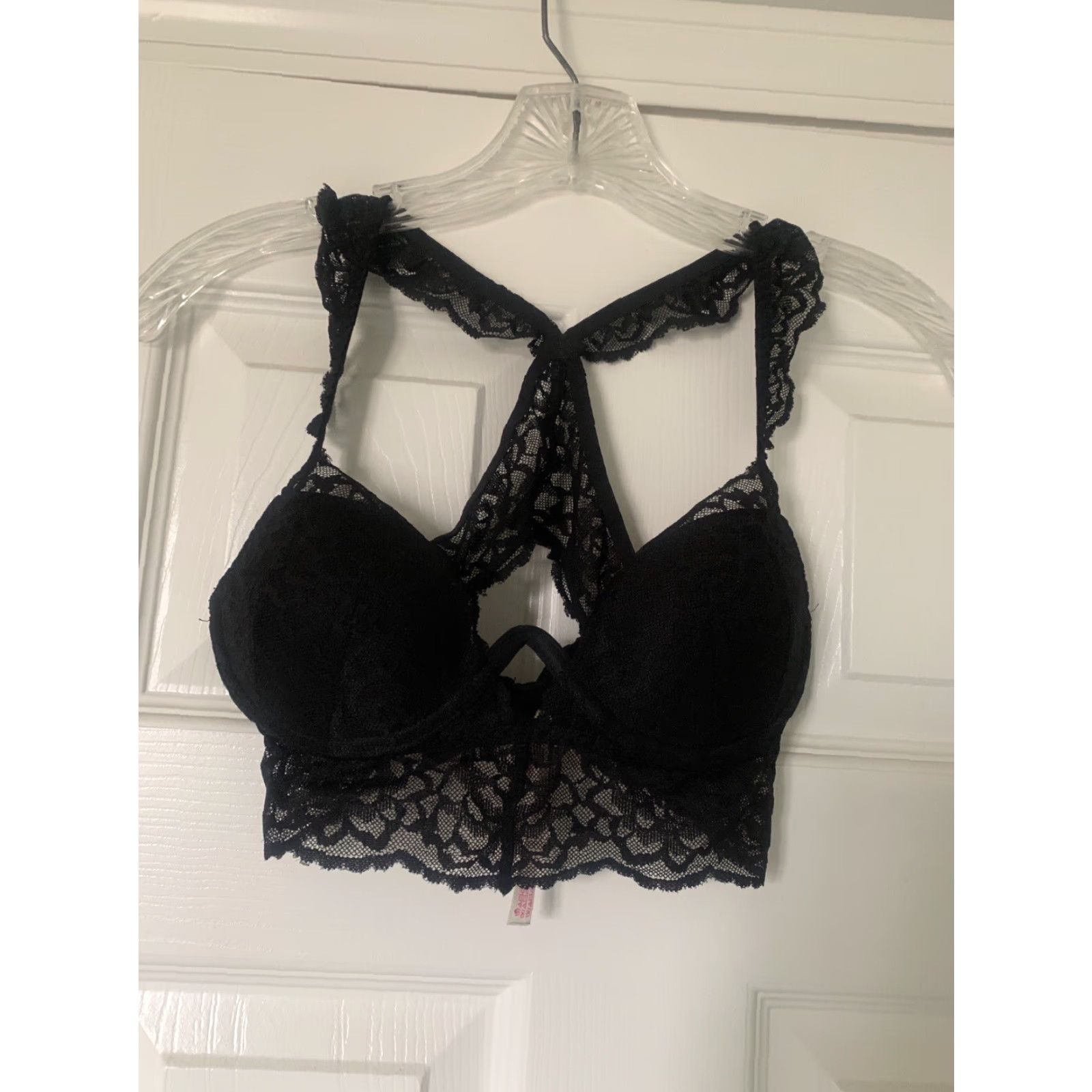 Victoria's Secret VINTAGE Victoria's Secret PINK Bralette Women’s XS Black Lace Push Up Crossback Pullover Size ONE SIZE - 8 Thumbnail
