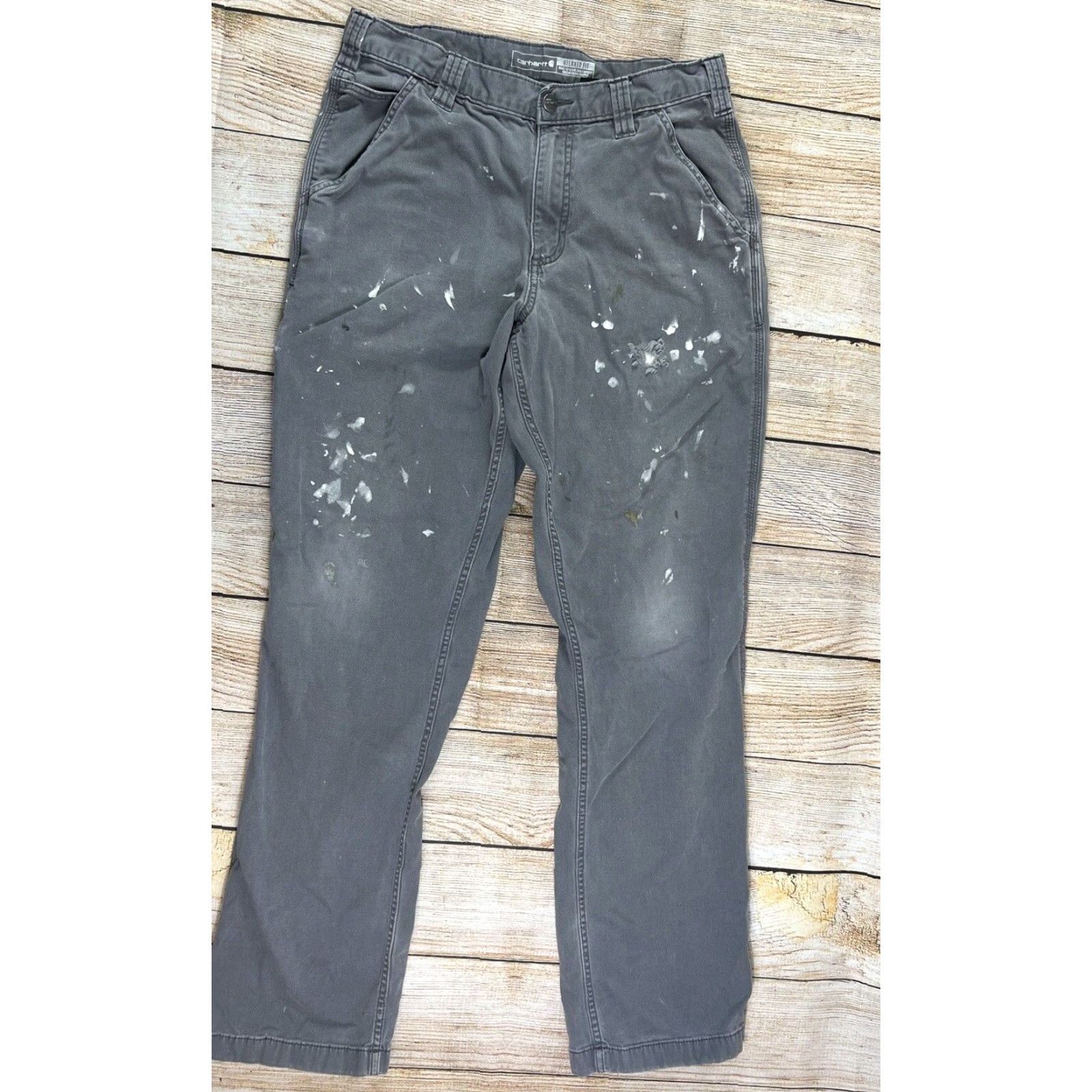 Carhartt Carhartt Mens Pants Relaxed Fit Carpenter Gray 32x31 Inseam 31 Paint Splatter Distressed Size US 32 / EU 48 - 2 Thumbnail