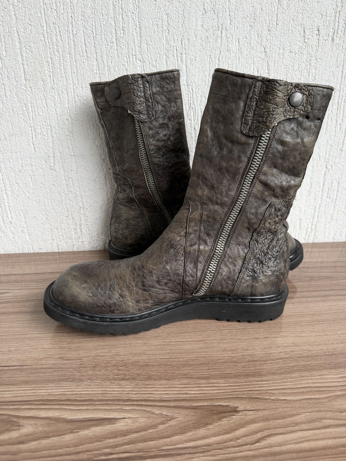 Rick Owens Dust AW12 crinkled leather creeper boot Size US 8.5 / EU 41-42 - 16 Thumbnail