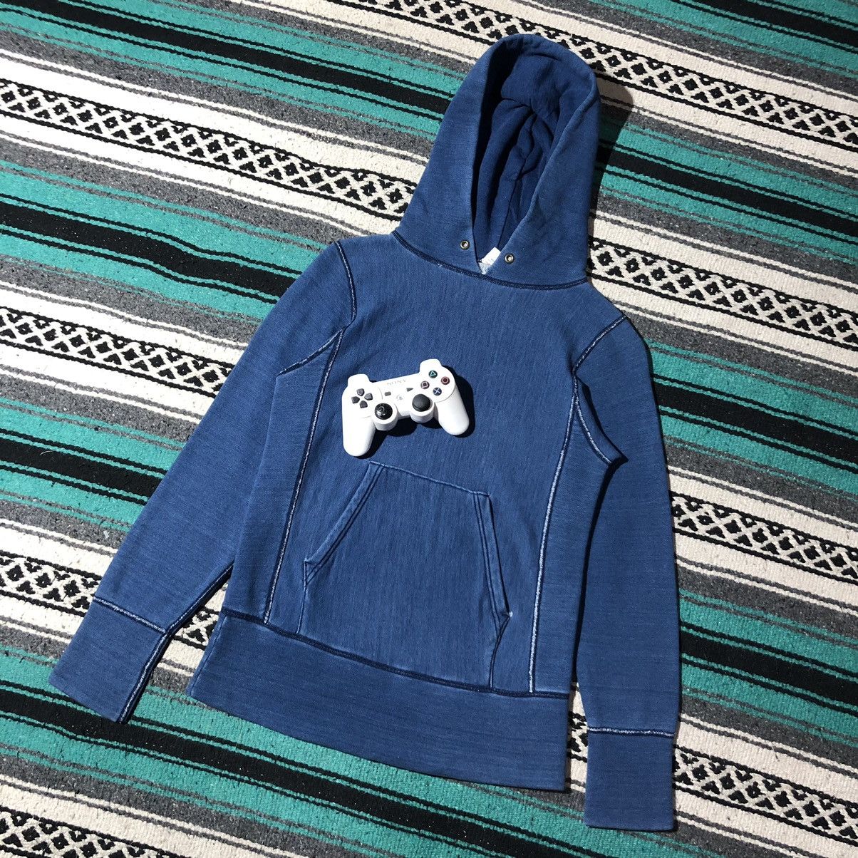 Beams Plus × Vintage Beams Boy Indigo Dyed Thermal Hoodie Size US S / EU 44-46 / 1 - 2 Thumbnail