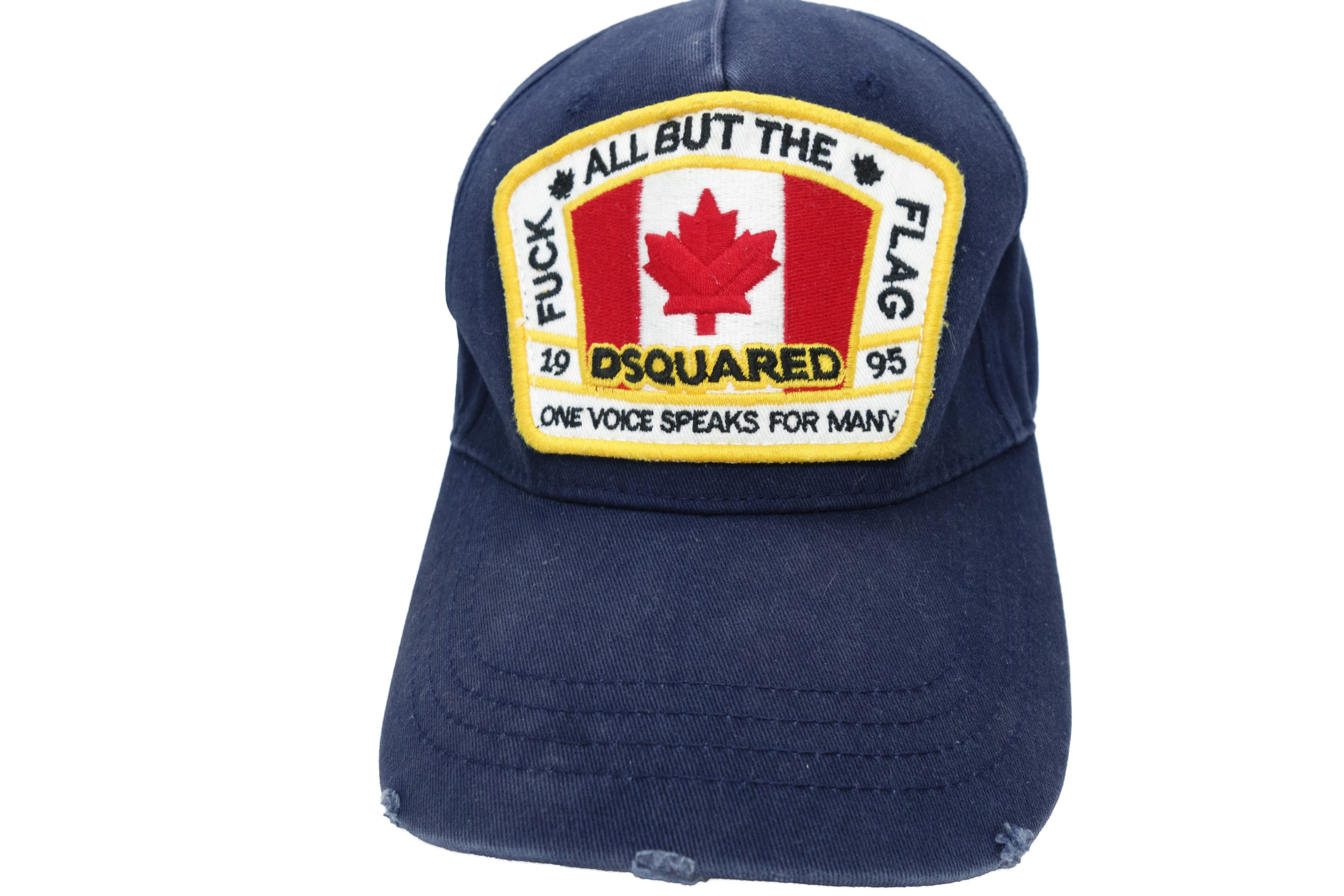 Dsquared2 Distressed 'Fuck All But The Flag' Canada Patch Logo Cap Size ONE SIZE - 2 Thumbnail