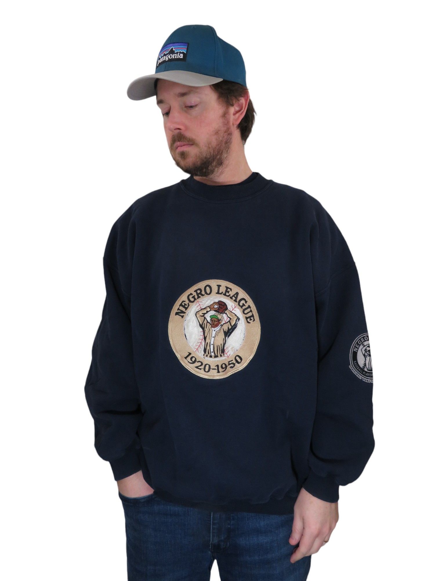 image of Authentic Negro Leagues x Mlb Vintage 90's Official Negro League Nlbm Sweatshirt X in Navy (Size 2X