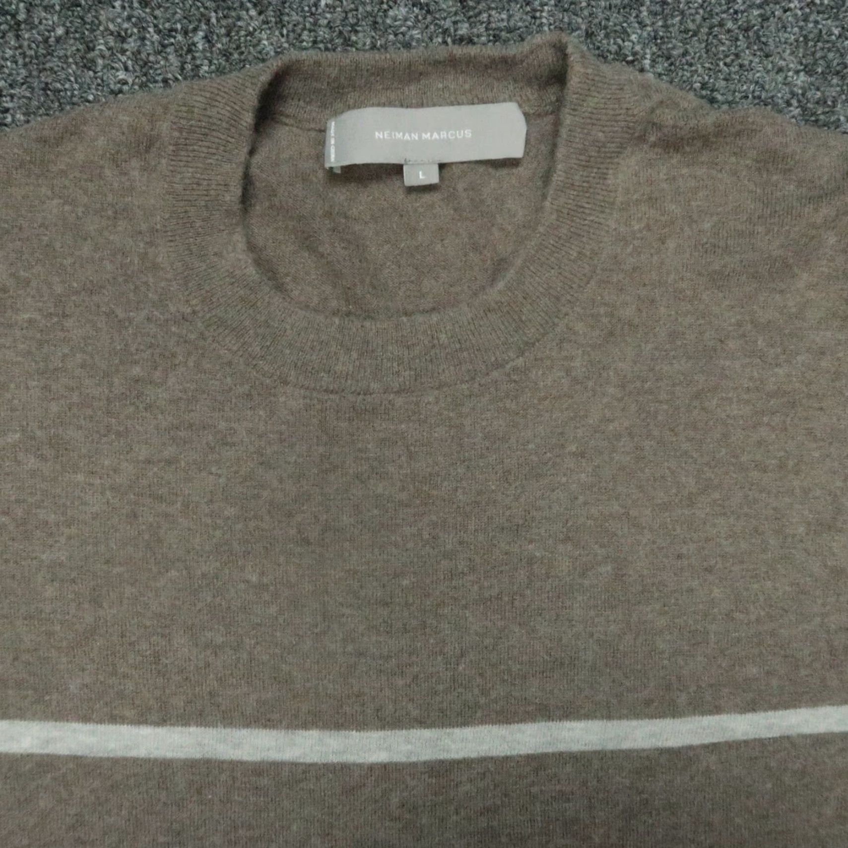 Neiman Marcus Neiman Marcus Sweater Mens Large Brown Cashmere Cotton Pullover Crew Striped Size US L / EU 52-54 / 3 - 2 Thumbnail