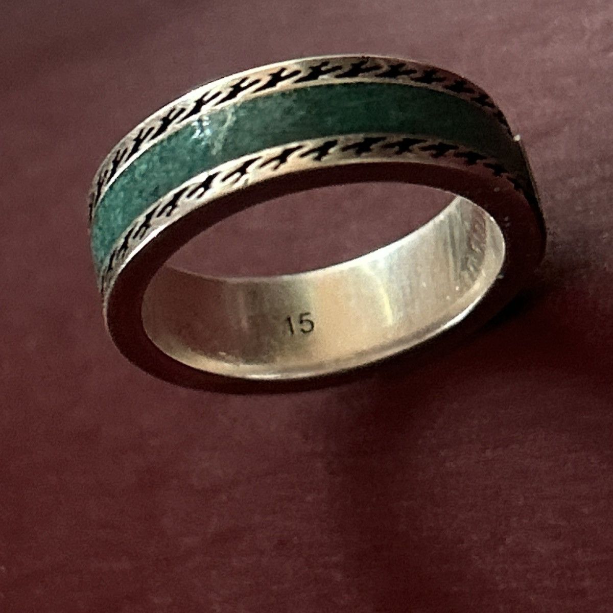 Gucci Gucci GG Sterling Silver Enamel Ring AG 925 Green 645573 Size ONE SIZE - 3 Thumbnail