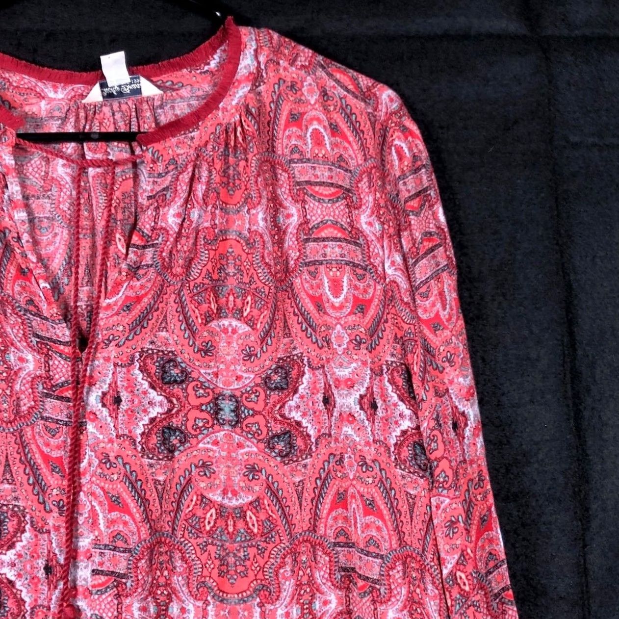 Lucky Brand Lucky Brand Blouse Womens Red Pink V-Neck Front Tie Long Sleeve Large XS- XXL? Size L / US 10 / IT 46 - 5 Thumbnail