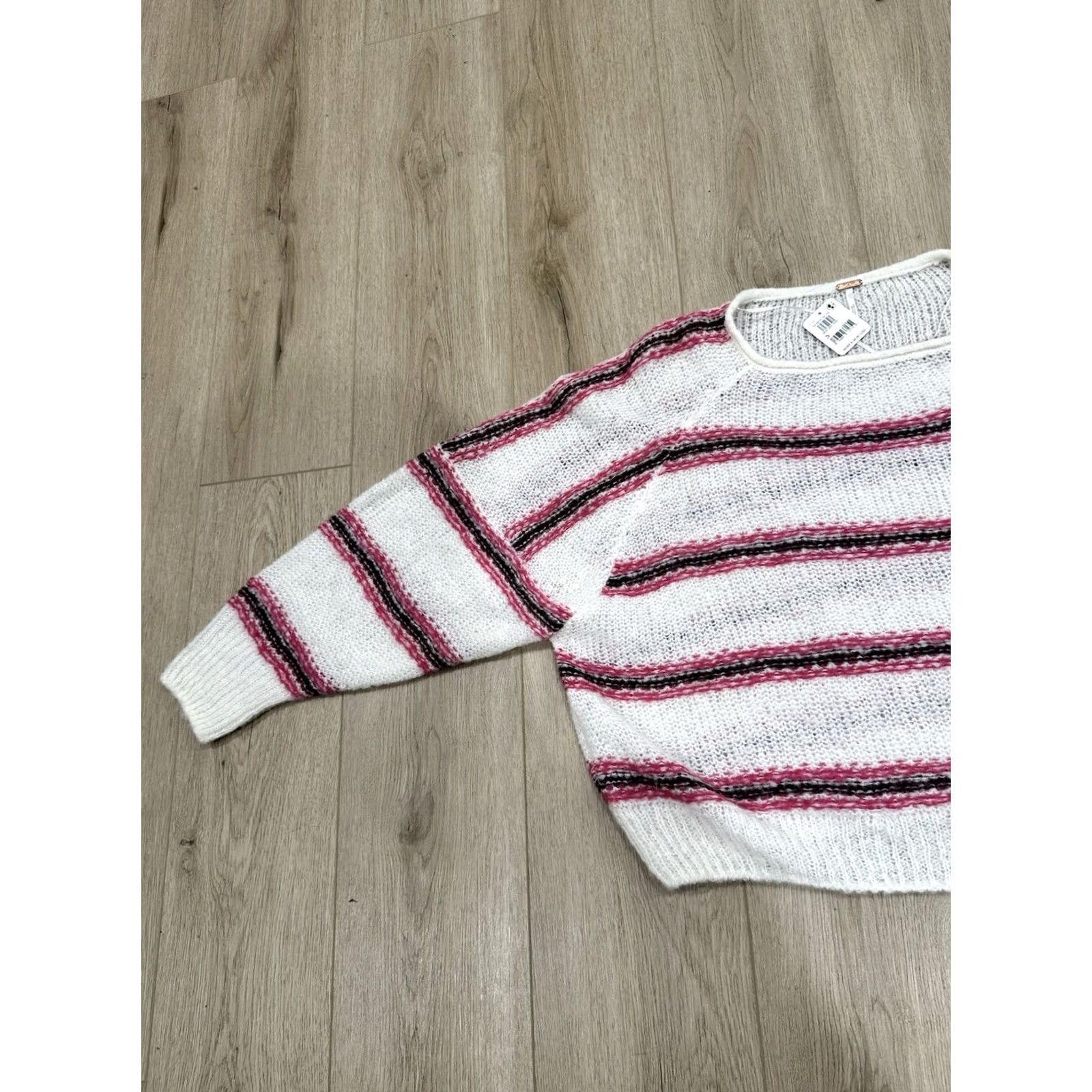 Free People Free People Sweater Small Multicolor Striped Alpaca Blend Boat Neck Dolman Sleeve Pullover Women Size S / US 4 / IT 40 - 4 Thumbnail