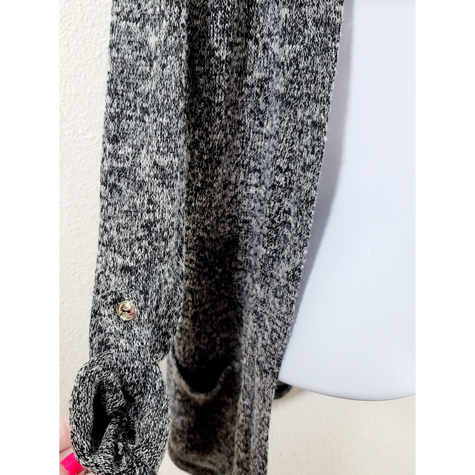 Other Oboe Black Gray Marled Open Front Cardigan Sweater Small Size S / US 4 / IT 40 - 5 Thumbnail