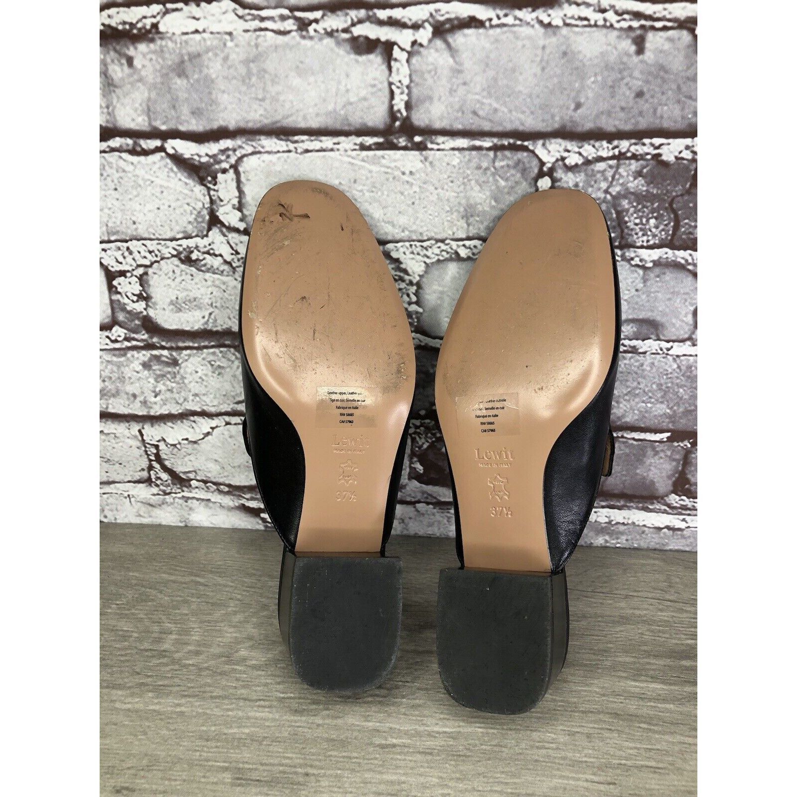 Other Lewit Black Leather Slip On Block Heel Mules Dress Shoes Wom Size US 7 / IT 37 - 8 Thumbnail