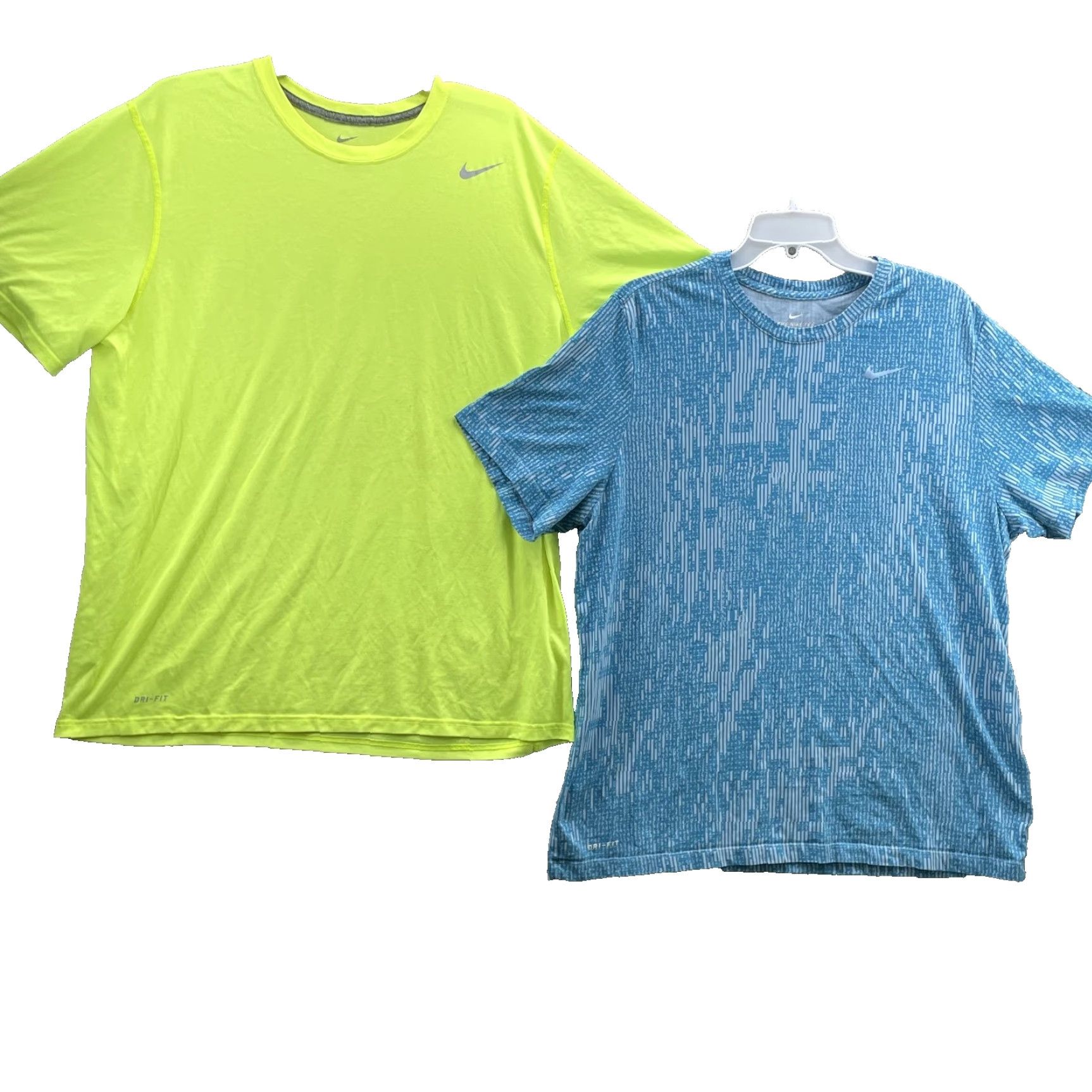 Nike Dri-FIT Tee Men's XXL Neon Performance T-Shirt Short Sleeve Nike Shirt Sports Training Gym Running Blue/Neon 90s?