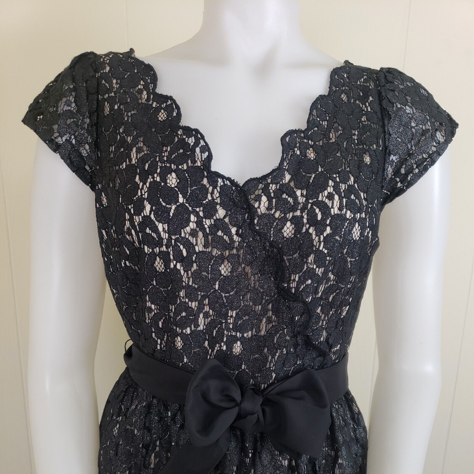 Other Elle New Years Eve Dress Womens Sz 4 Black Shimmer Lace Over Size S / US 4 / IT 40 - 2 Thumbnail