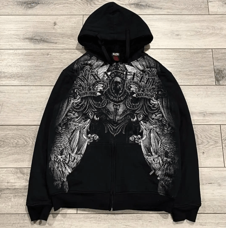 Japanese Brand Gothic Printed Zipper Hoodie Street Retro Size US L / EU 52-54 / 3 - 1 Thumbnail