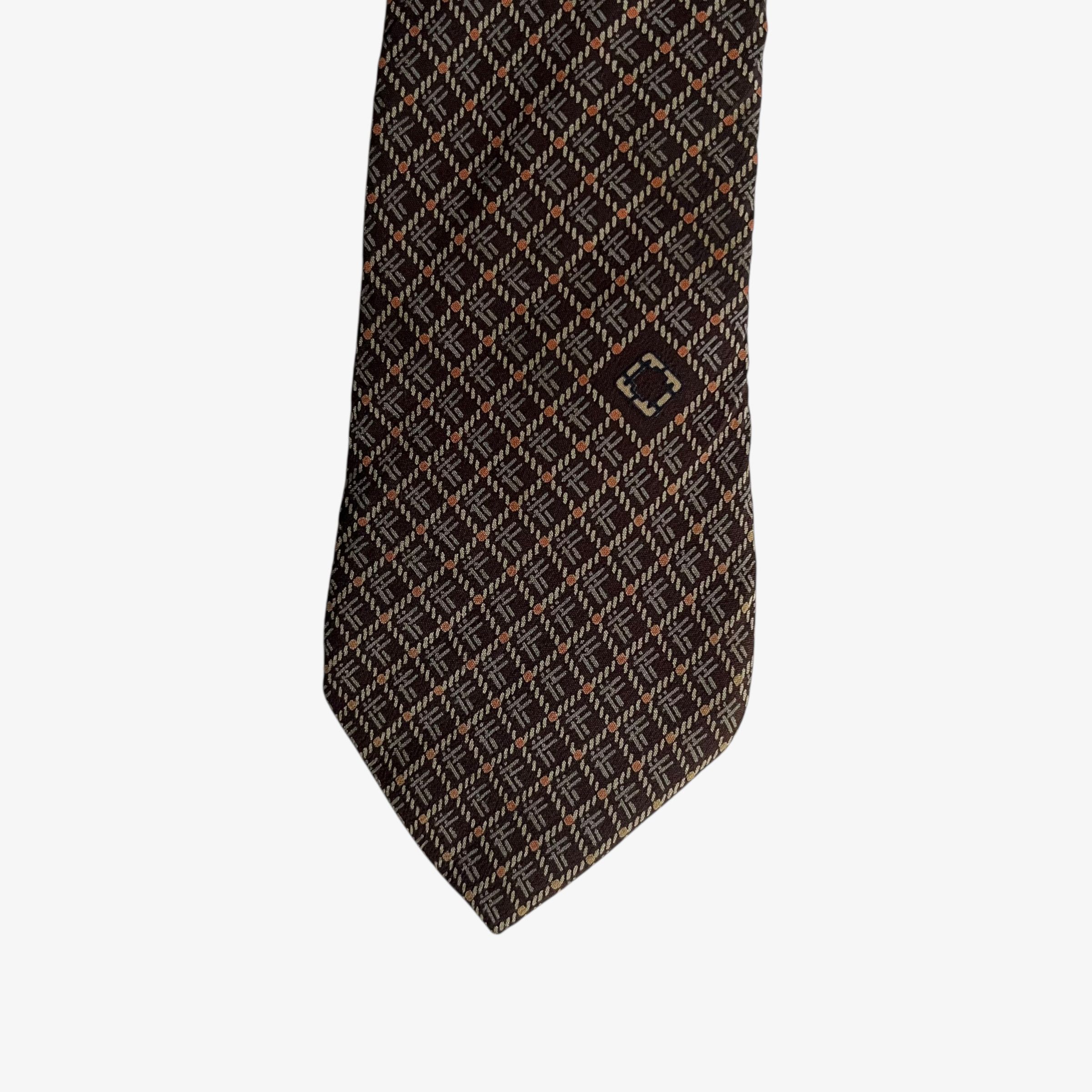 Salvatore Ferragamo Vintage 90s Salvatore Ferragamo Geometric Abstract Silk Tie Size ONE SIZE - 3 Thumbnail