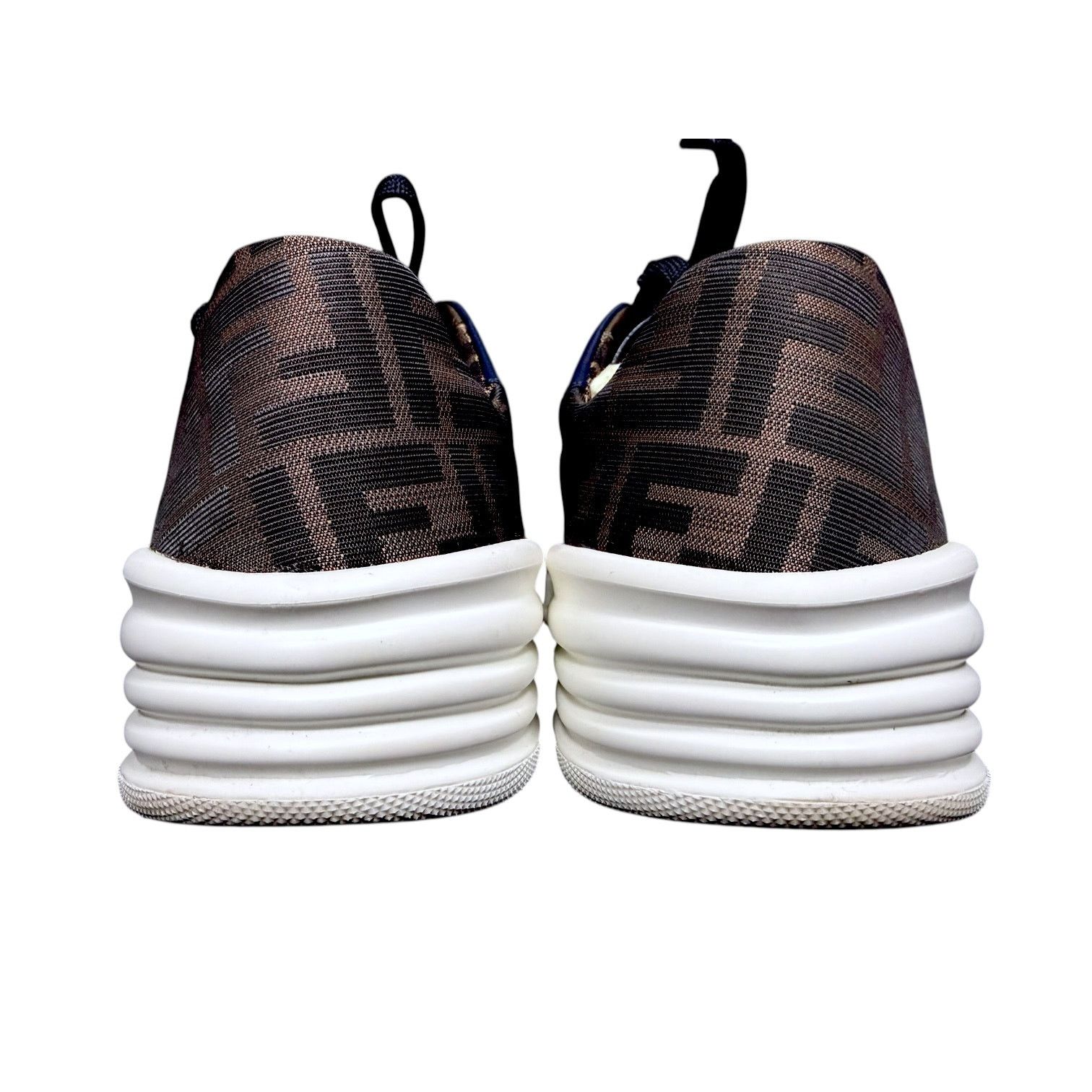 Fendi Men's Fendi FF Navy Zucca Low Top Leather Shoes US8 $975 Size US 8 / EU 41 - 5 Thumbnail