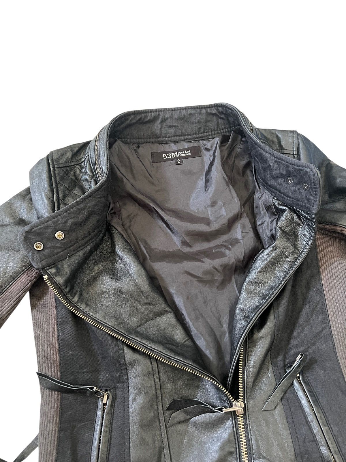5351 POUR LES HOMMES × Genuine Leather 5351 Pour Les Femmes Sheepskin Leather Riding Jacket Size S / US 4 / IT 40 - 12 Thumbnail