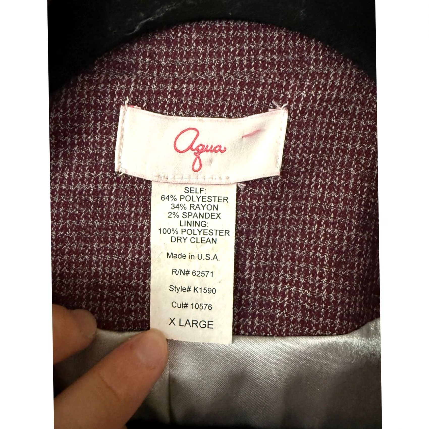 AQUA Aqua Purple Lined Twill Weave Open Front Collared Pocket Office/Work Blazer-XL Size XL / US 12-14 / IT 48-50 - 2 Thumbnail