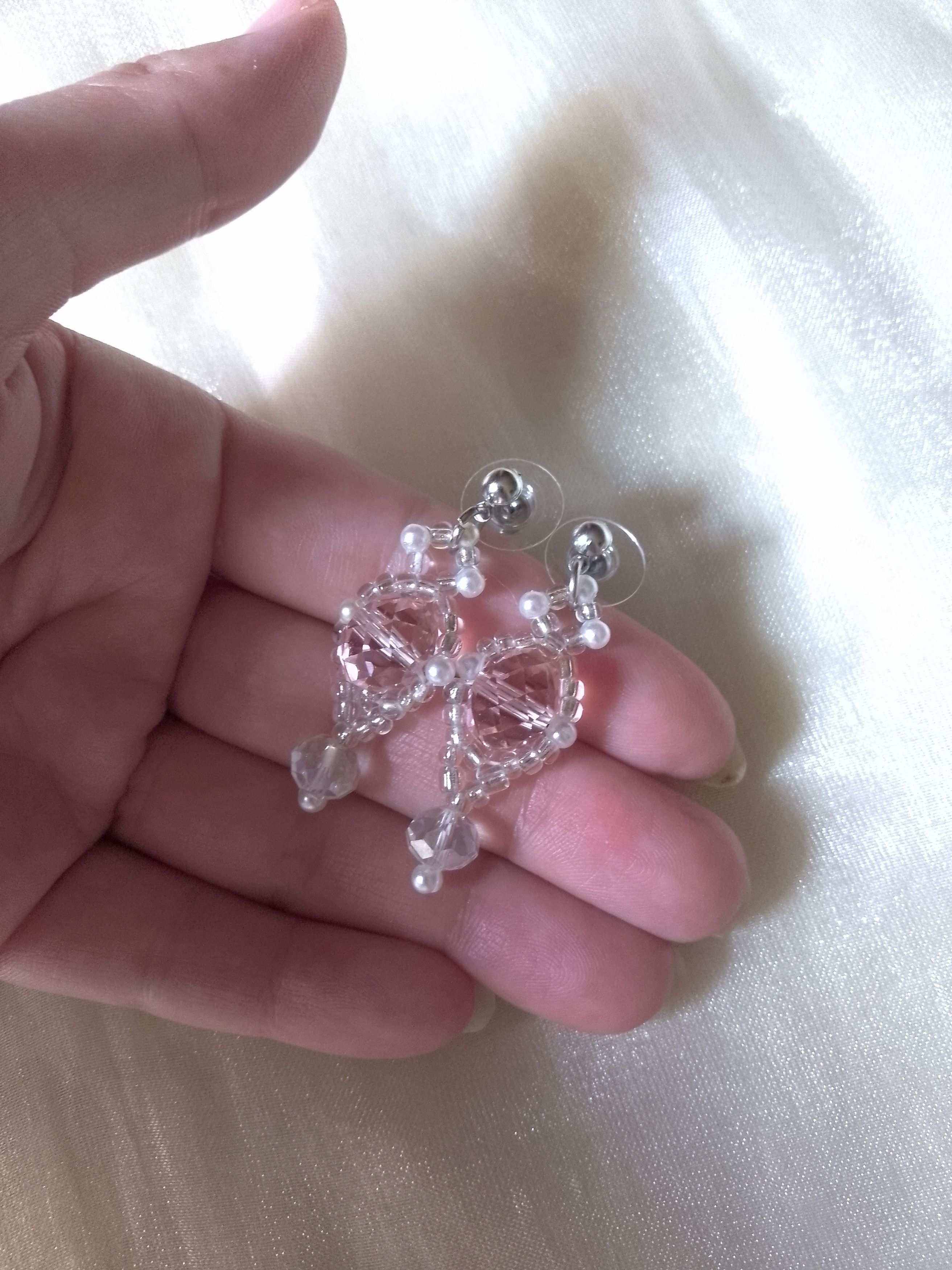 Handmade Necklace Earrings Pink Crystal Heart Pendant Swarovski Size ONE SIZE - 2 Thumbnail