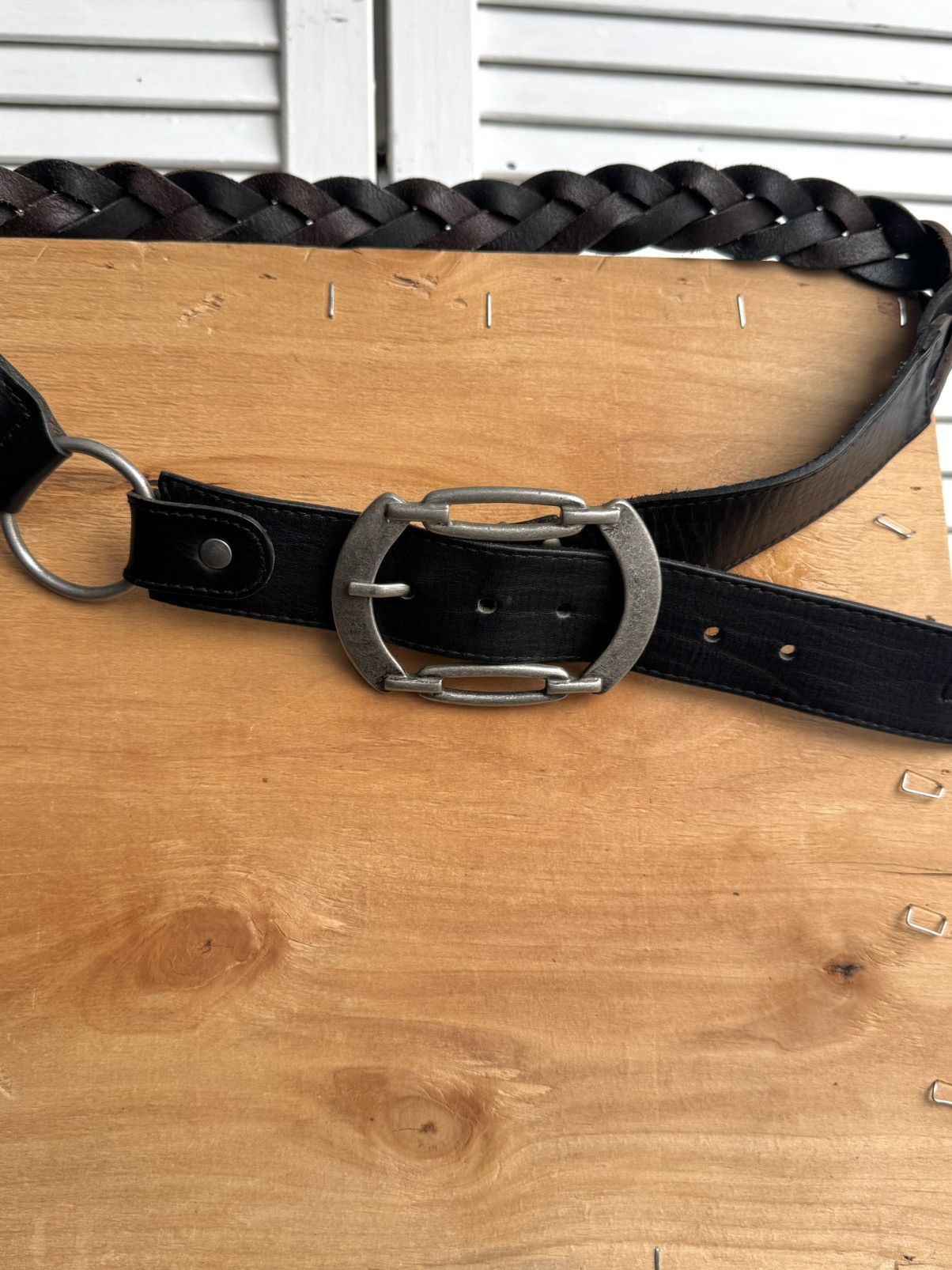 Other La Fee Avant Garde Braided Leather Belt Silver Big Buckle Size ONE SIZE - 10 Thumbnail