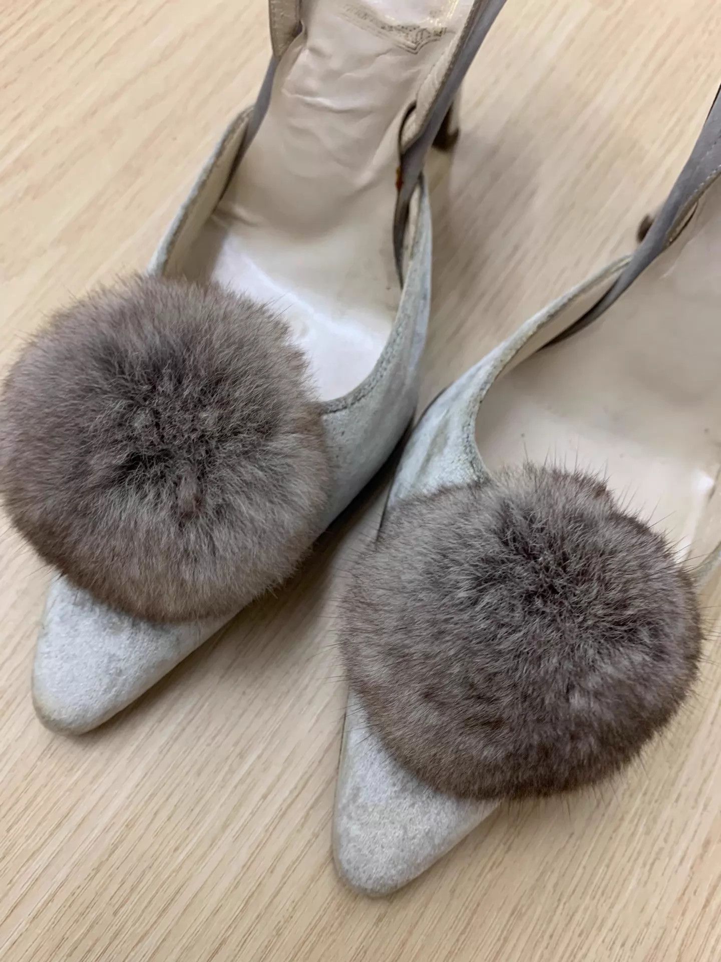 Dior Dior Gray Pom Pom High Heels 36.5 New Size US 6 / IT 36 - 2 Thumbnail
