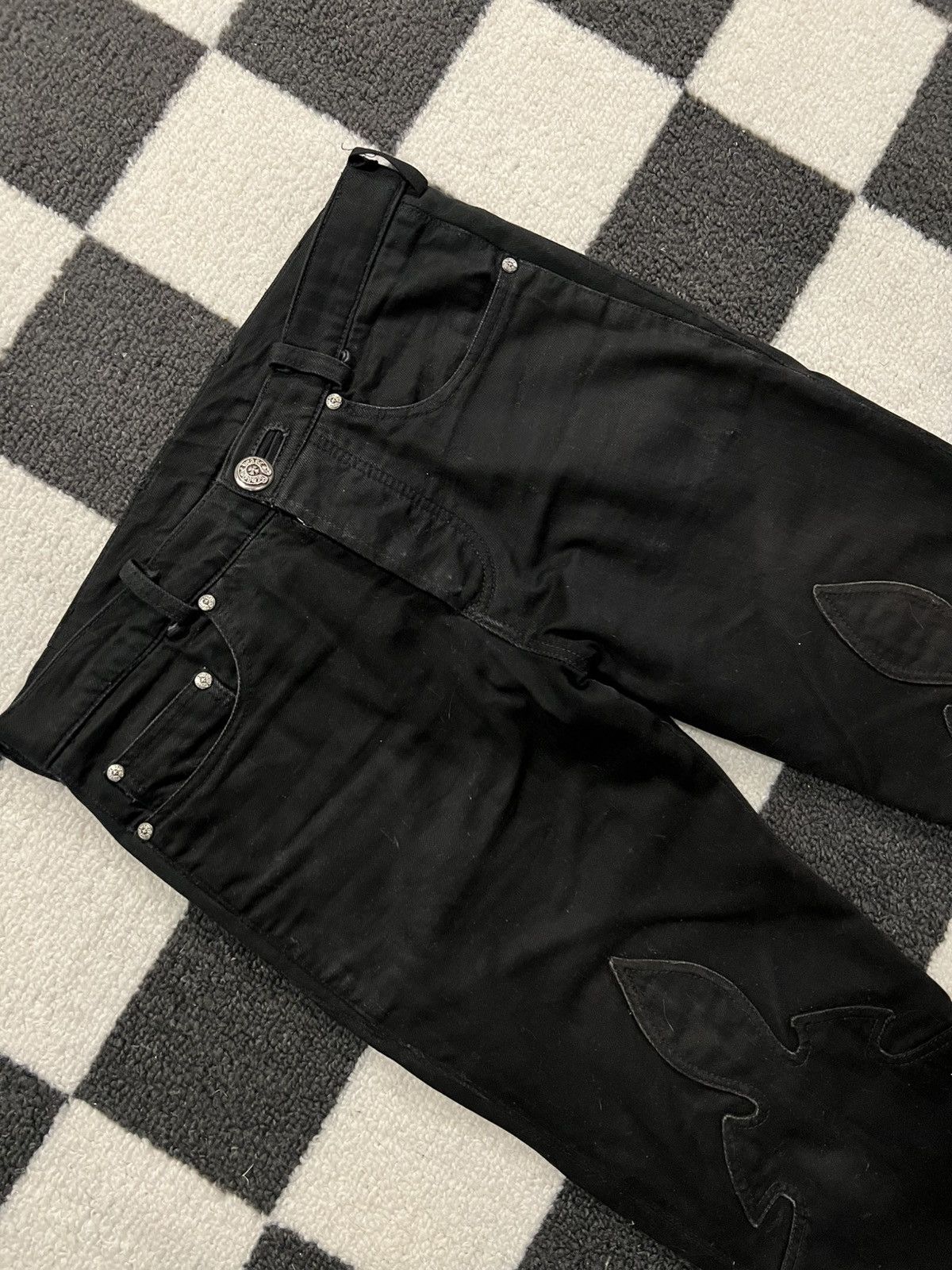 Chrome Hearts Vintage Chrome Hearts Fleur Knee Black Denim Size US 30 / EU 46 - 6 Thumbnail