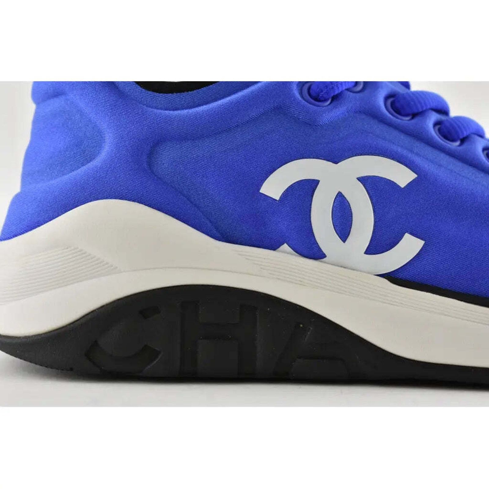 Chanel 19P Lycra CC Logo Lace Up Low Top Trainer Sneaker 36.5 Size US 6.5 / IT 36.5 - 3 Thumbnail